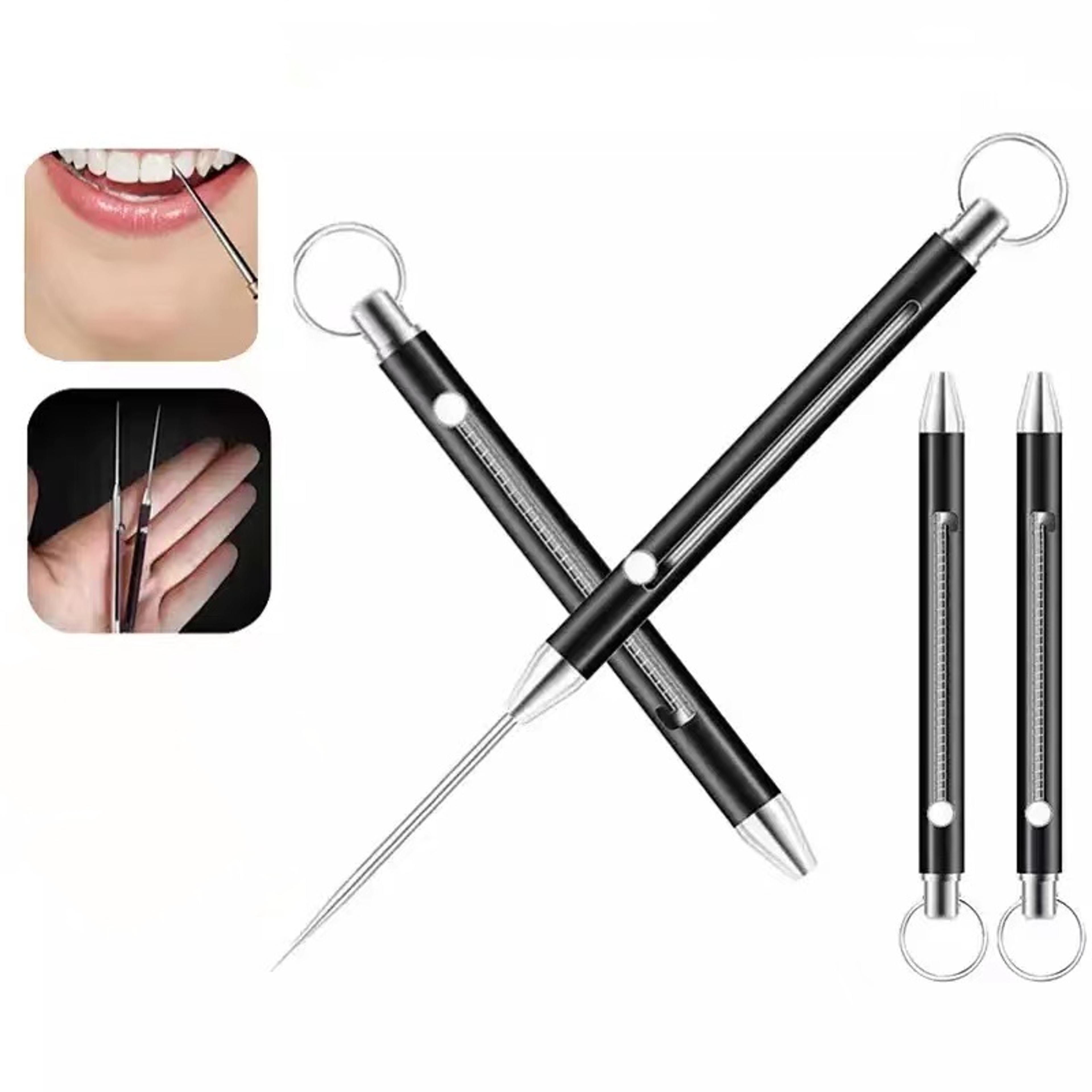 Titanium EDC Multi Tool Keychain With Retractable Toothpick Fruit Fork  Package Opener 5
