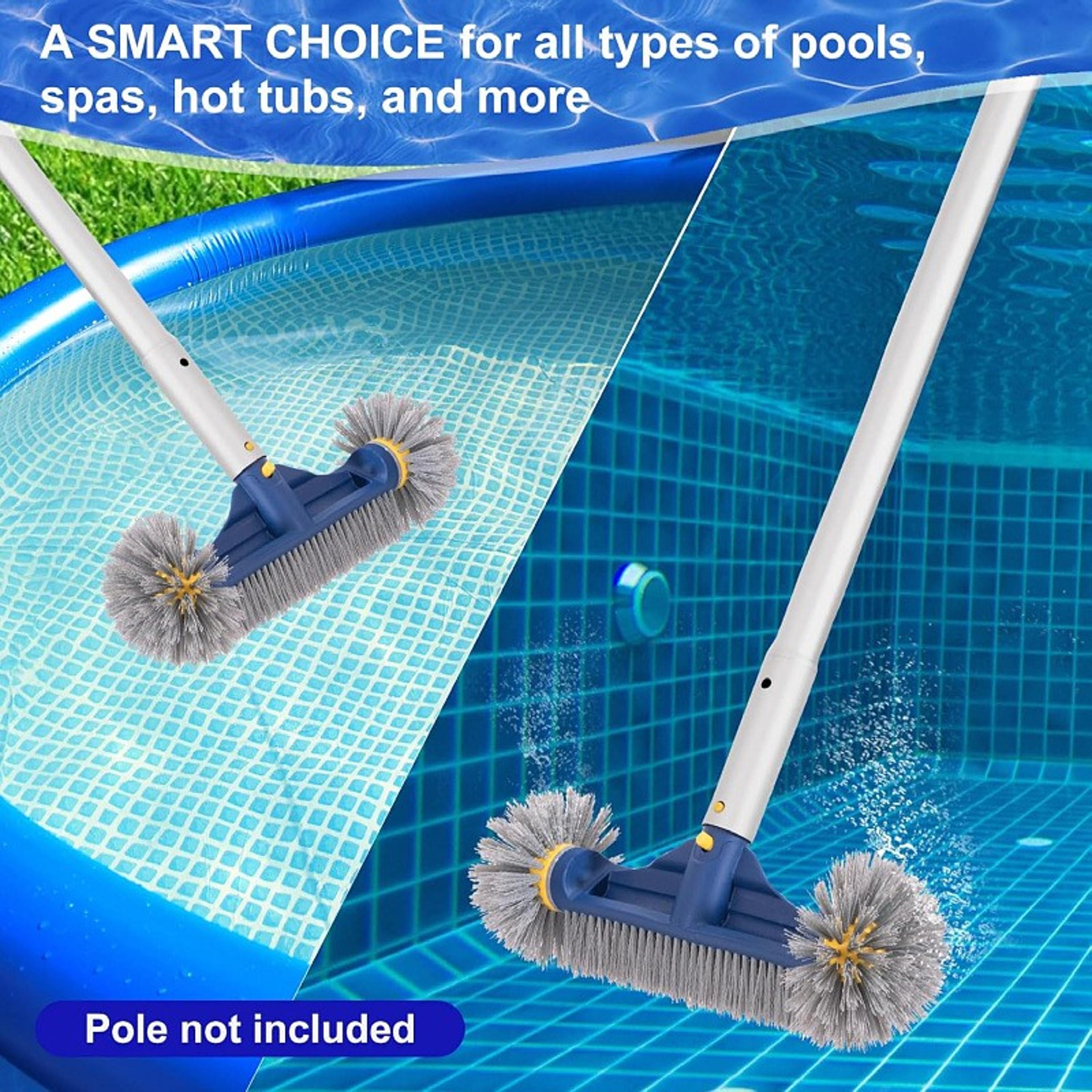 Heavy Duty Pool Brush Head With Detachable Aluminum Handle For Walls Steps  Corners 1