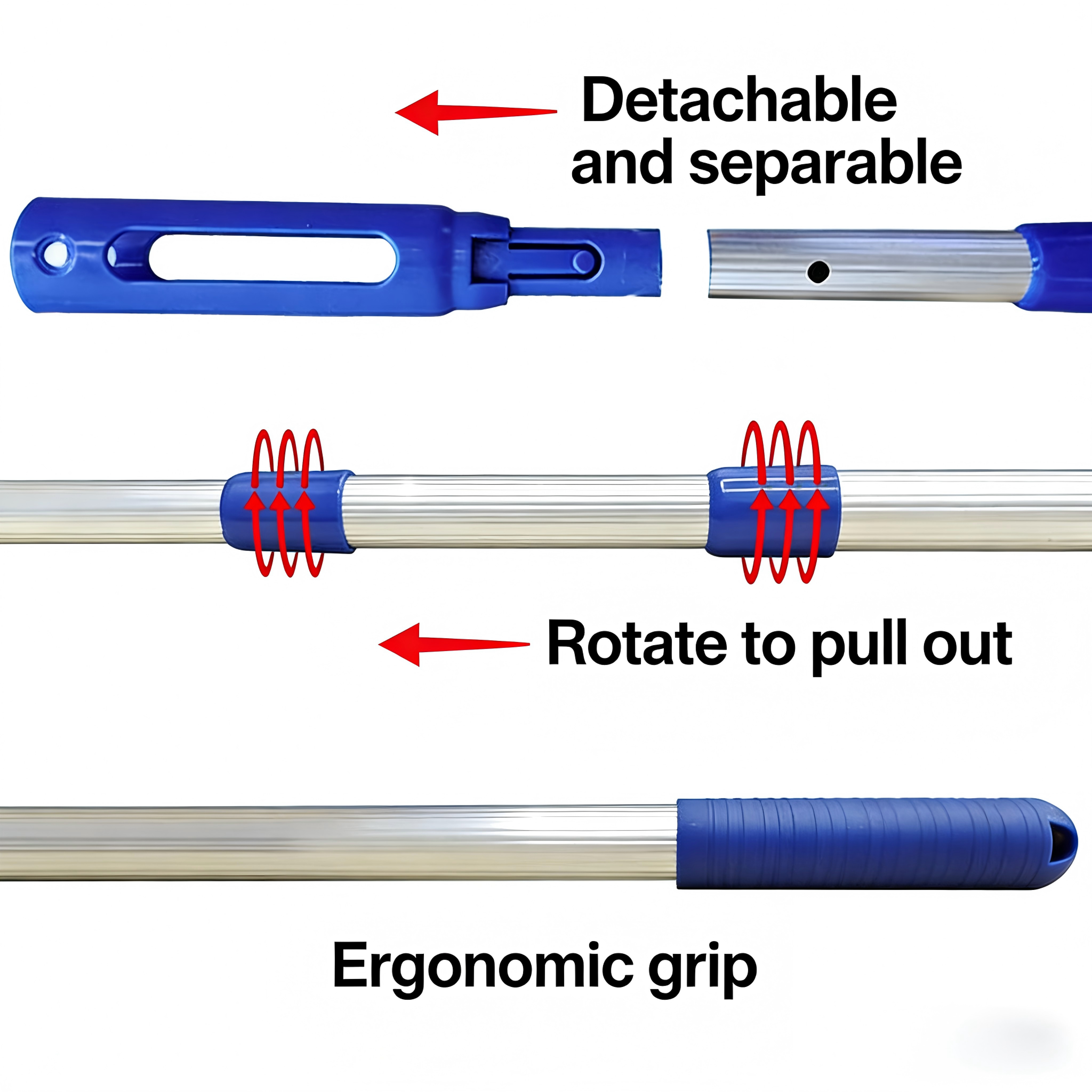 AquaReach Adjustable Pool Pole Extension Rod For Skimmers Nets  Pool Cleaning Tools 2