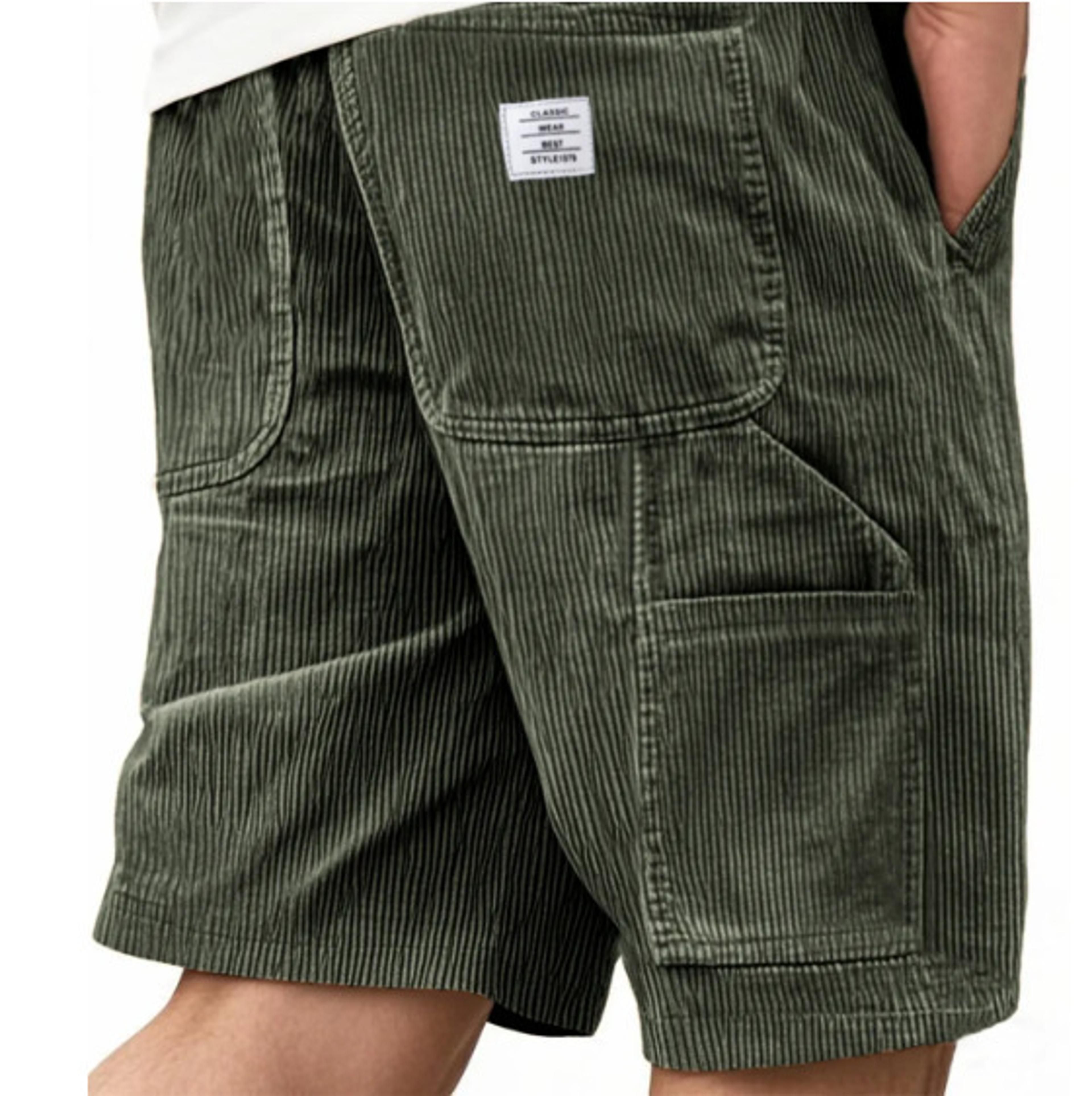 Men Corduroy Drawstring Casual Sport Shorts For Summer Comfort 4