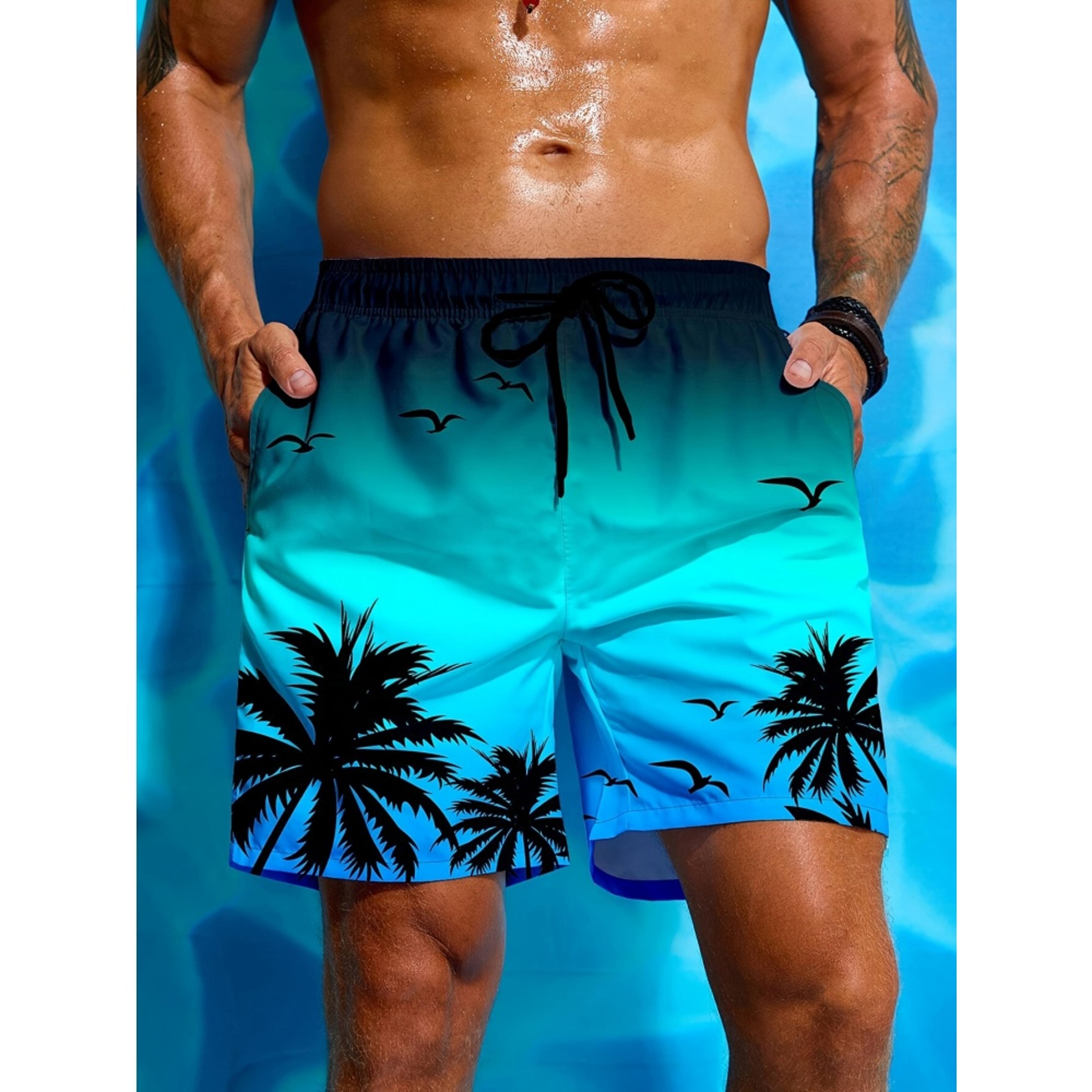 Tropical Palm Tree Beach Board Shorts For Men  Summer Swim Trunks 5