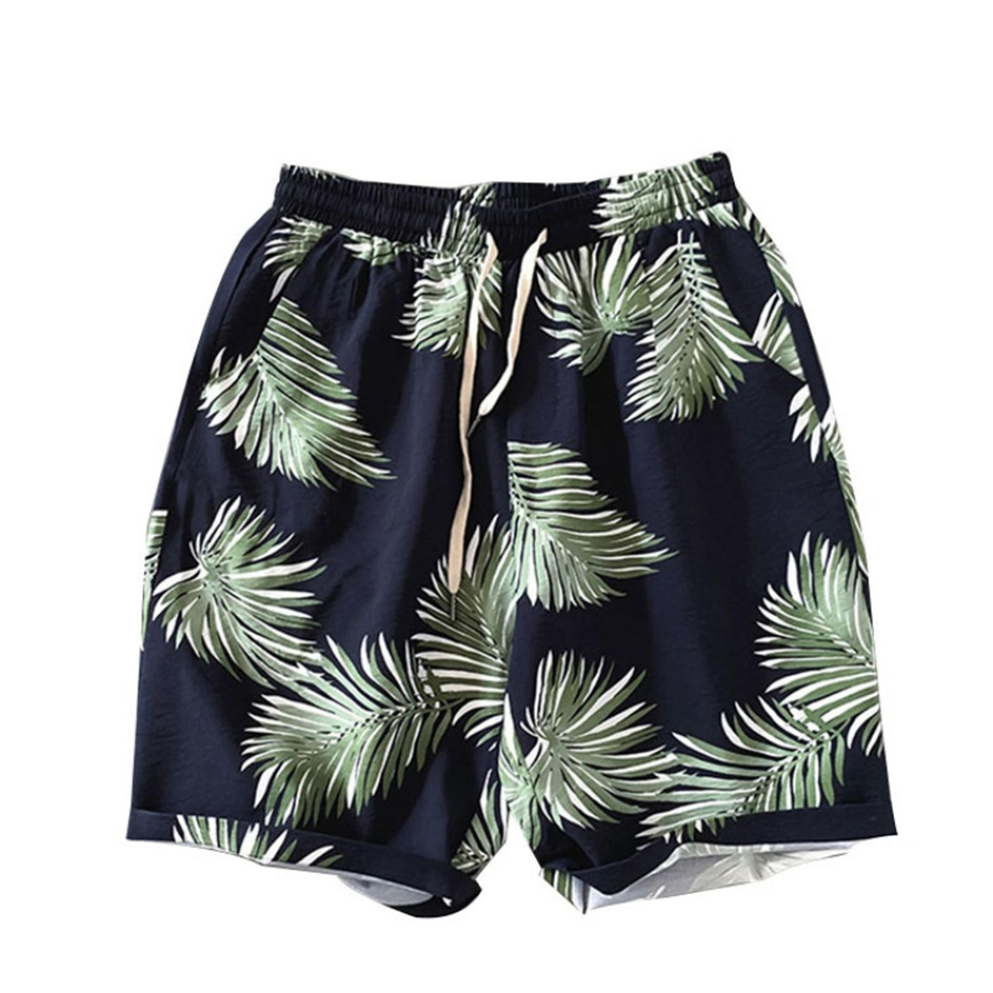Tropical Leaf Print Mens Beach Swim Shorts 3