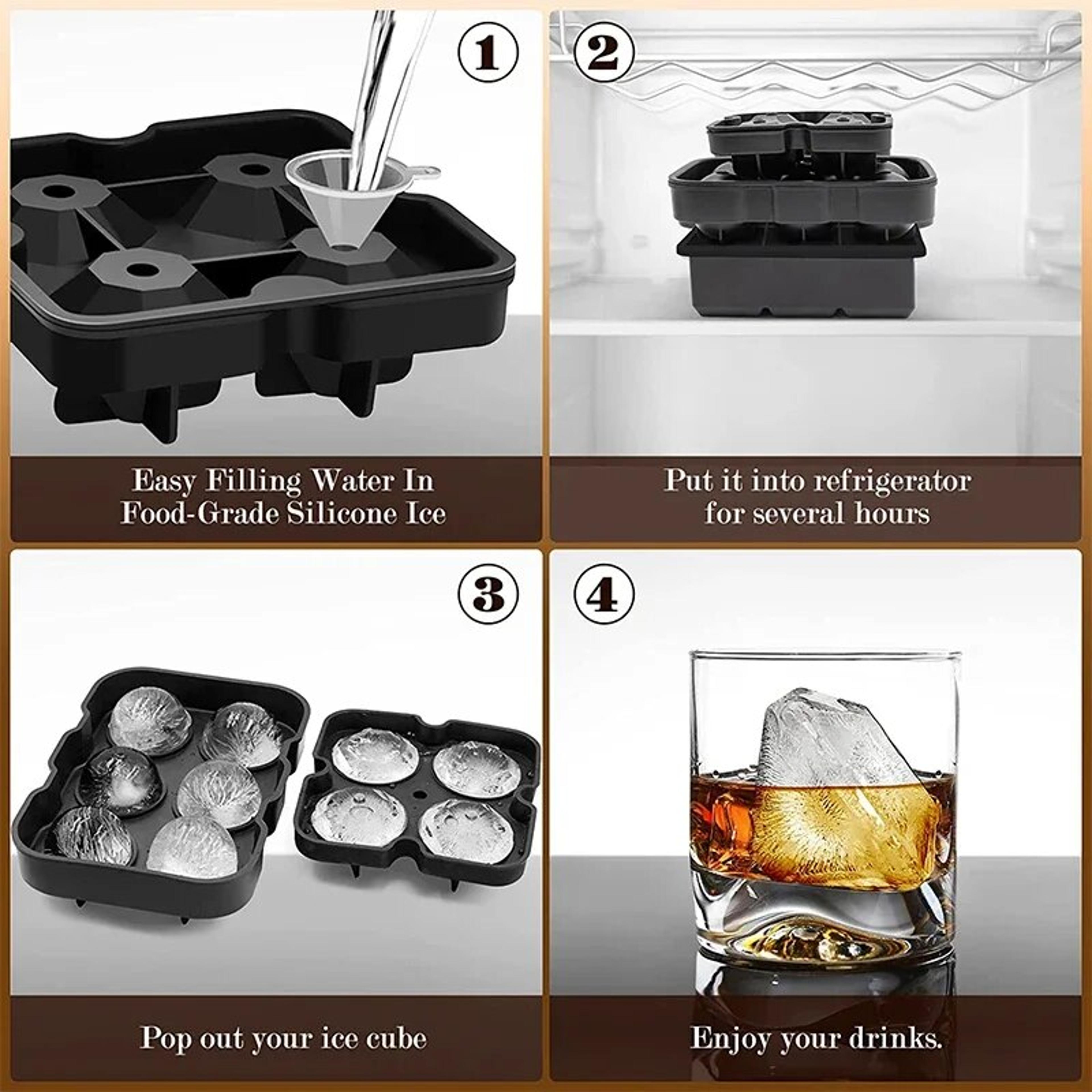 IceSphere Silicone Ice Cube Tray With Lid For Whiskey Balls  Diamond Ice Cubes 2
