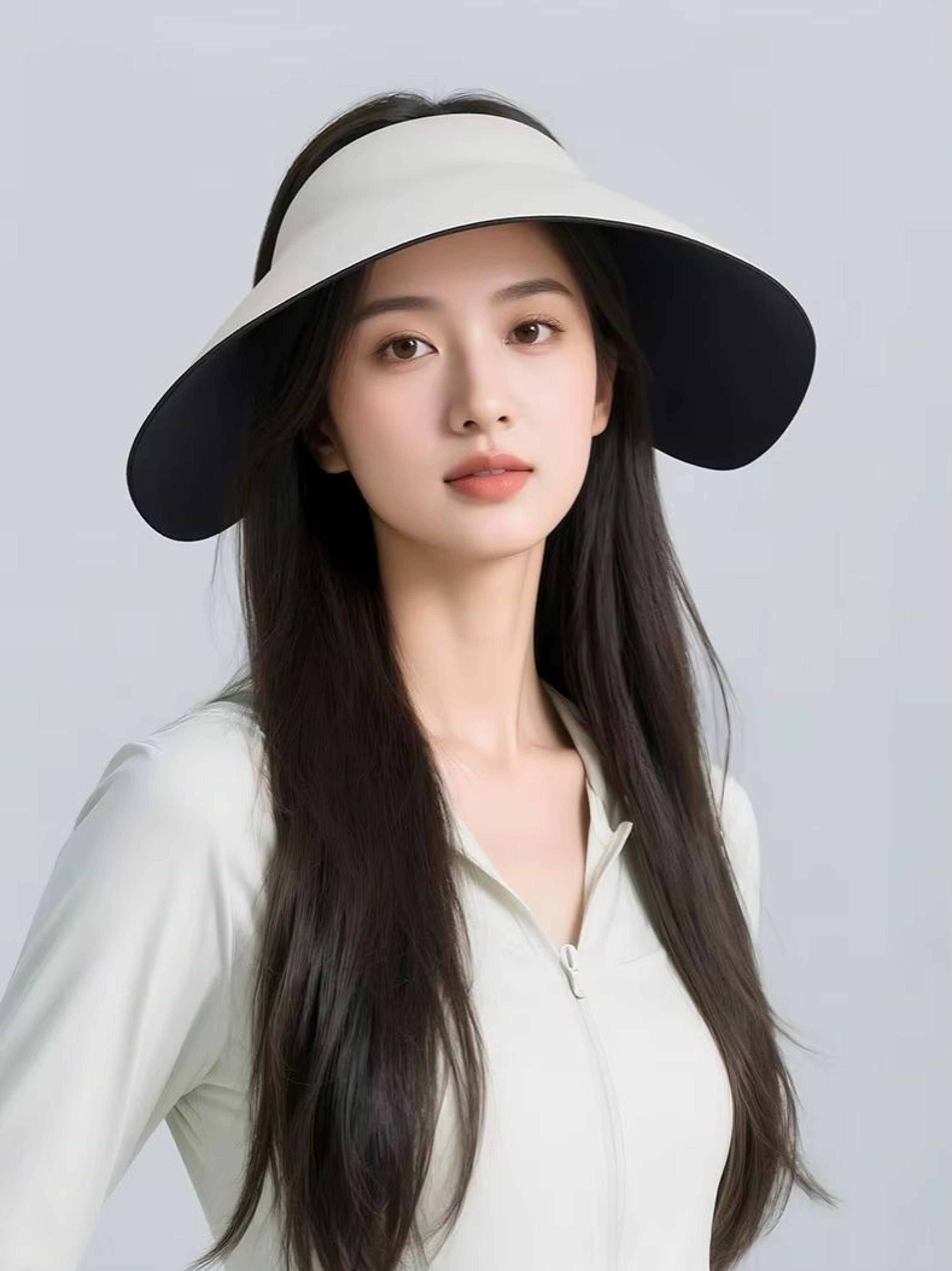 SunShield Foldable Wide Brim Visor Hat For Women Breathable Open Top Summer Sun Hat 0