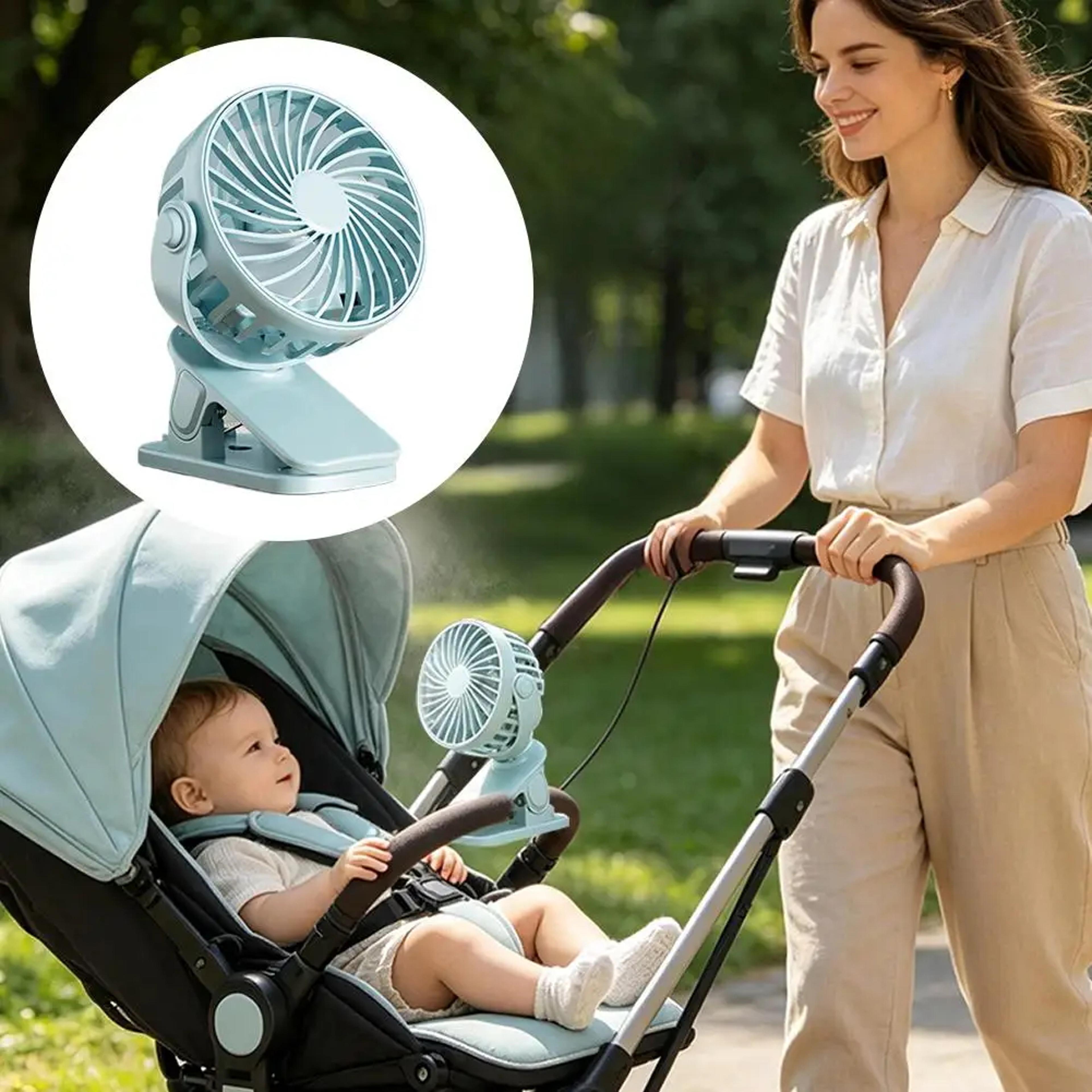 720° portable clip fan with night light usb rechargeable camping & desk fan