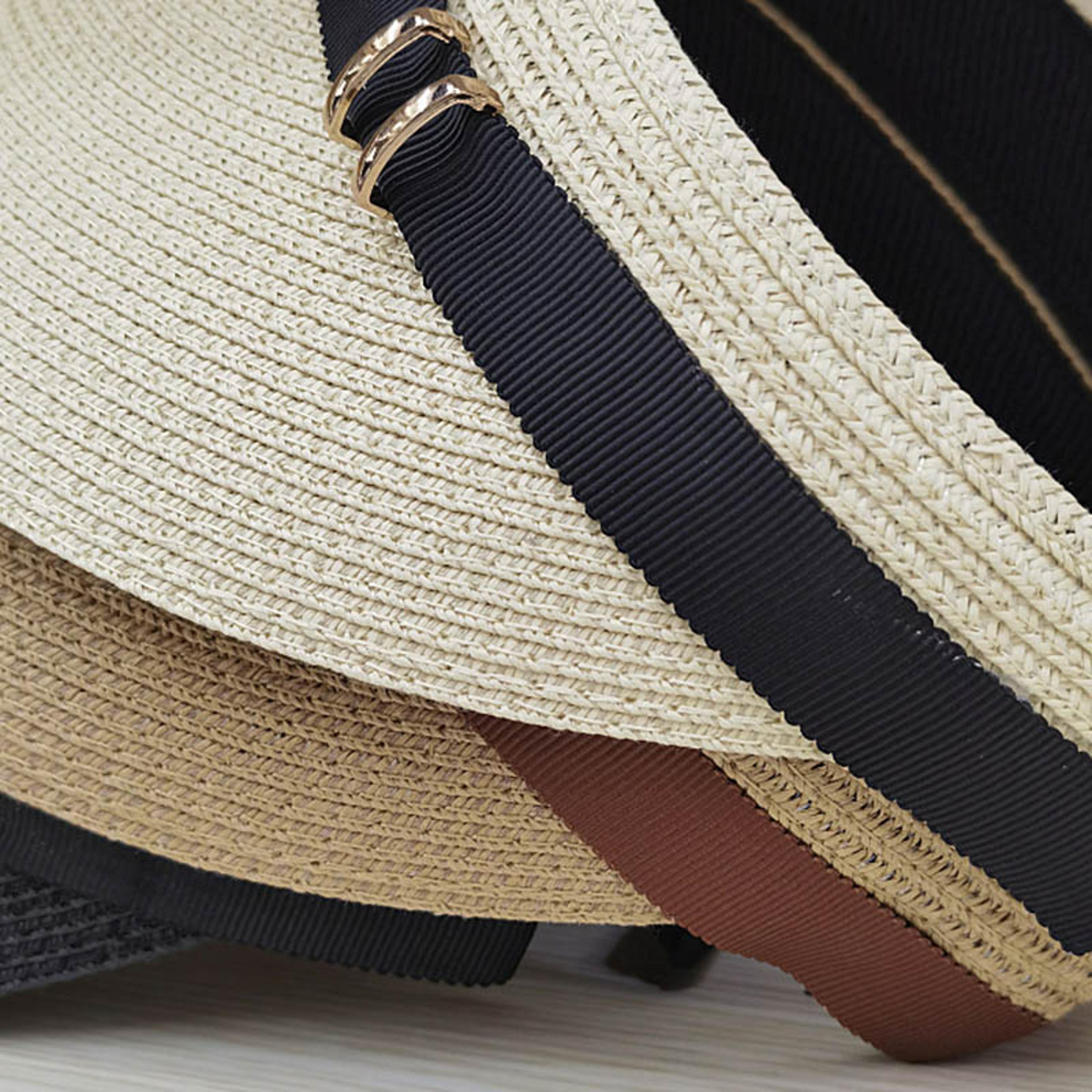 Wide Brim Straw Sun Visor Hat For Women Packable Beach  Travel Sun Protection 1