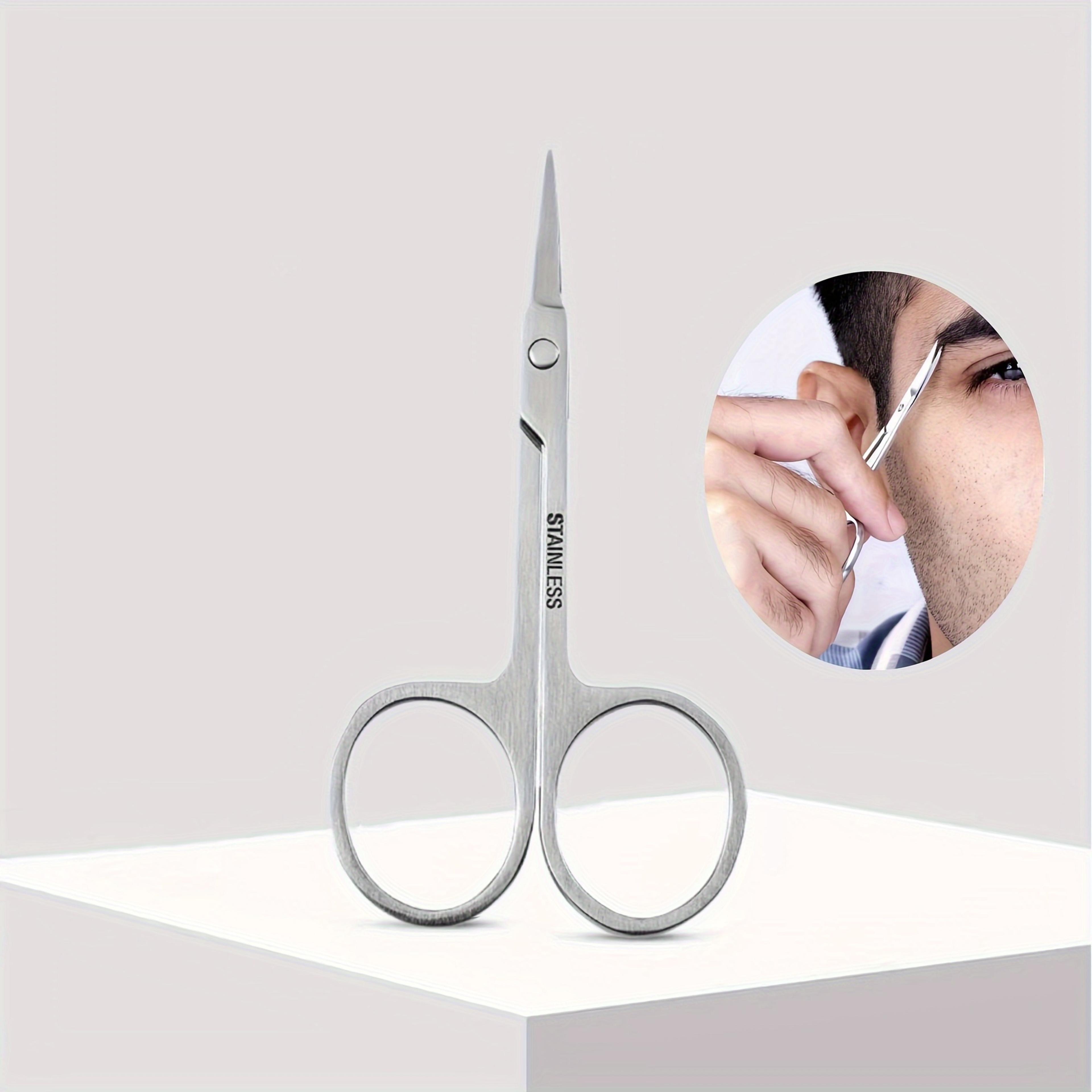 curved nose hair & eyebrow trimming scissors stainless steel beard ear & facial grooming tool
