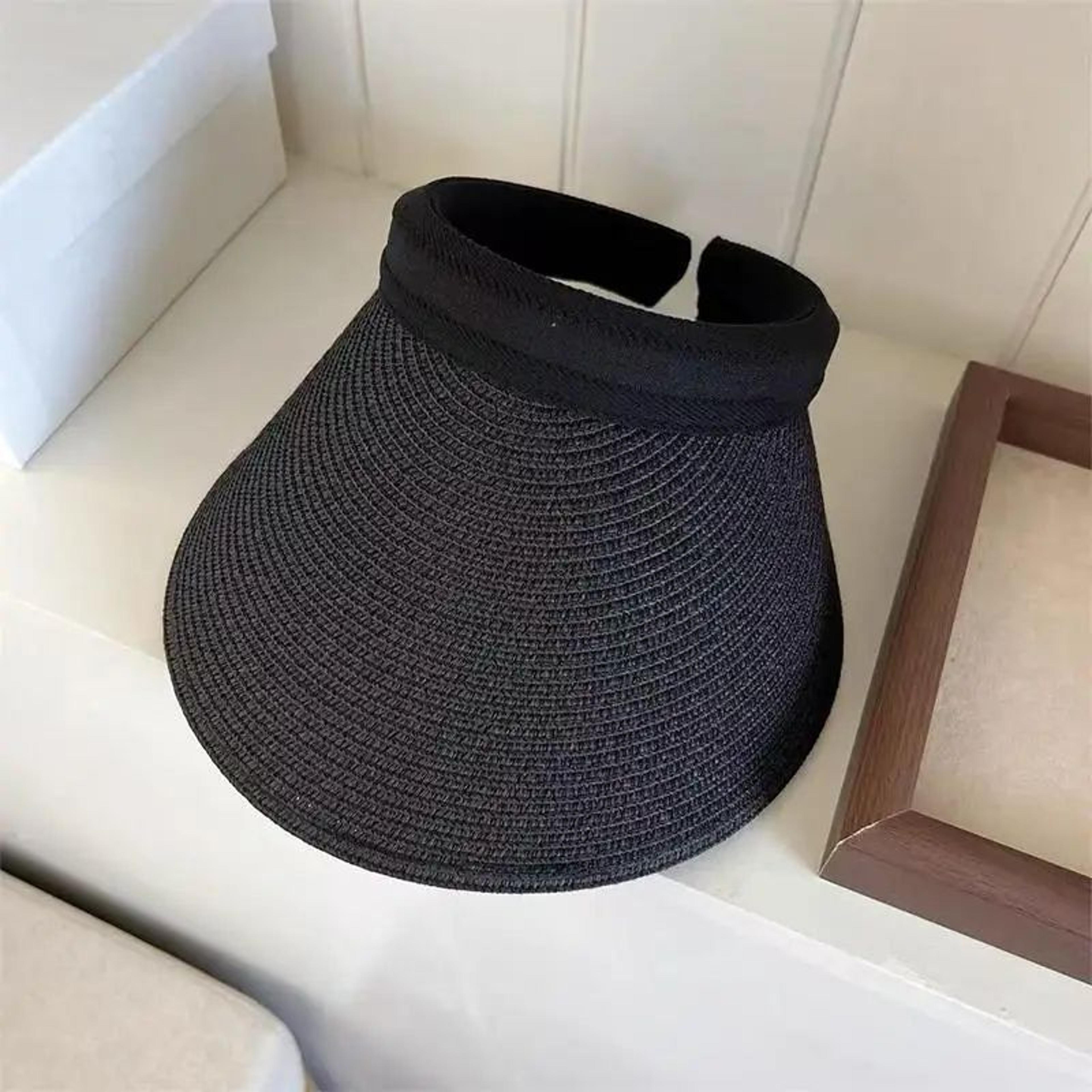 Korean Raffia Sun Visor Hat For Women With UV Protection Breathable Straw Beach Cap 6