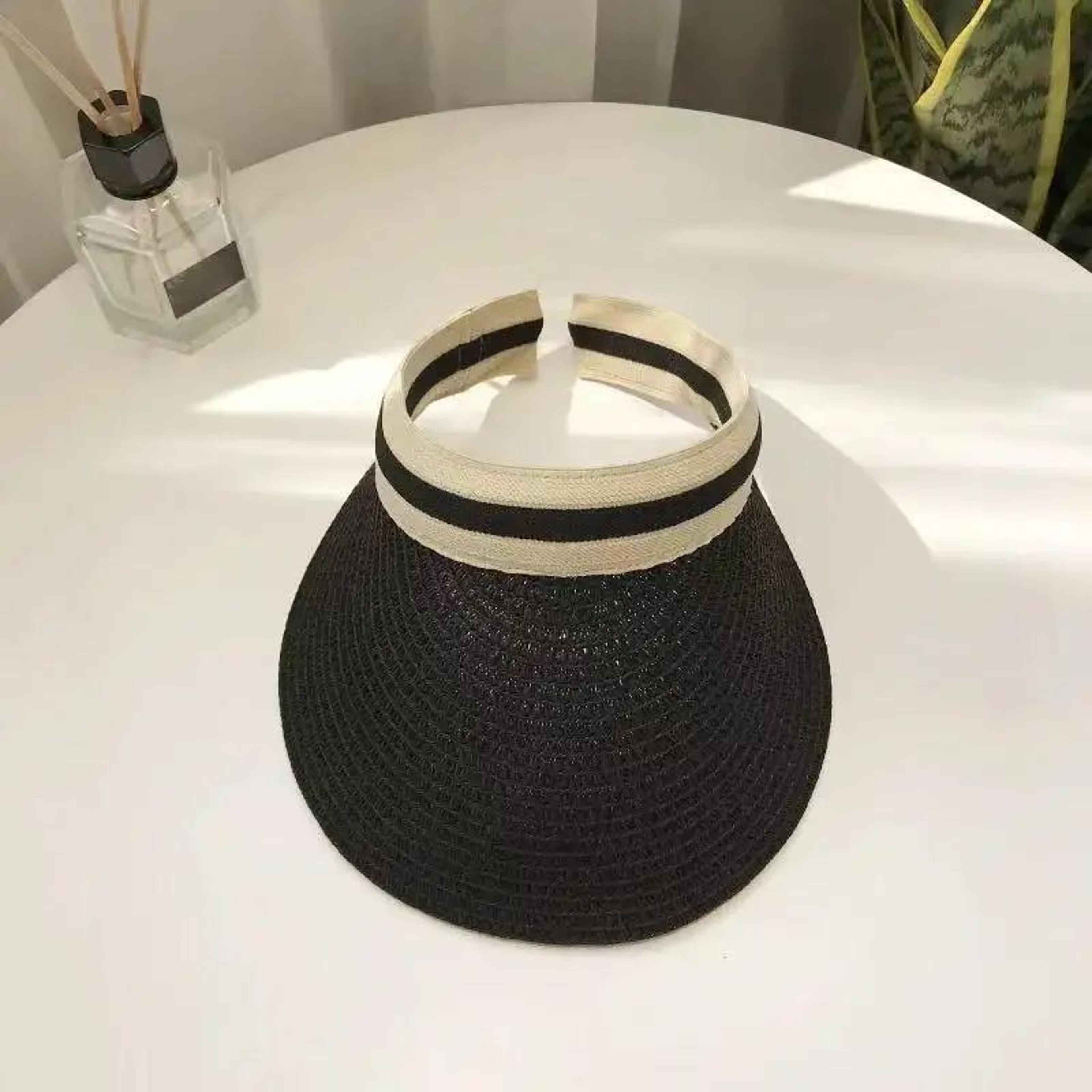 Korean Raffia Sun Visor Hat For Women With UV Protection Breathable Straw Beach Cap 8
