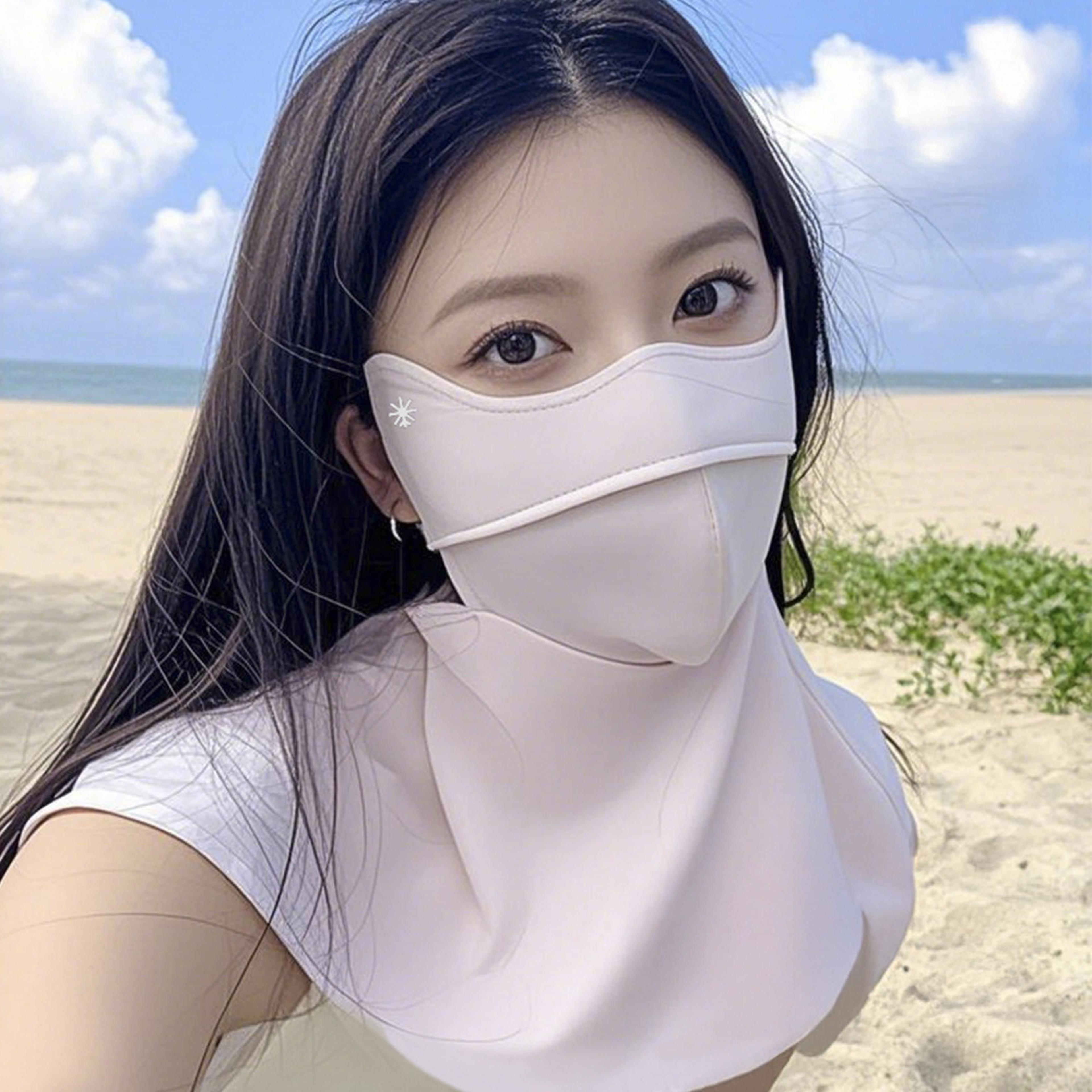 upf50+ sun protection face mask with cooling neck gaiter for women outdoor uv shield