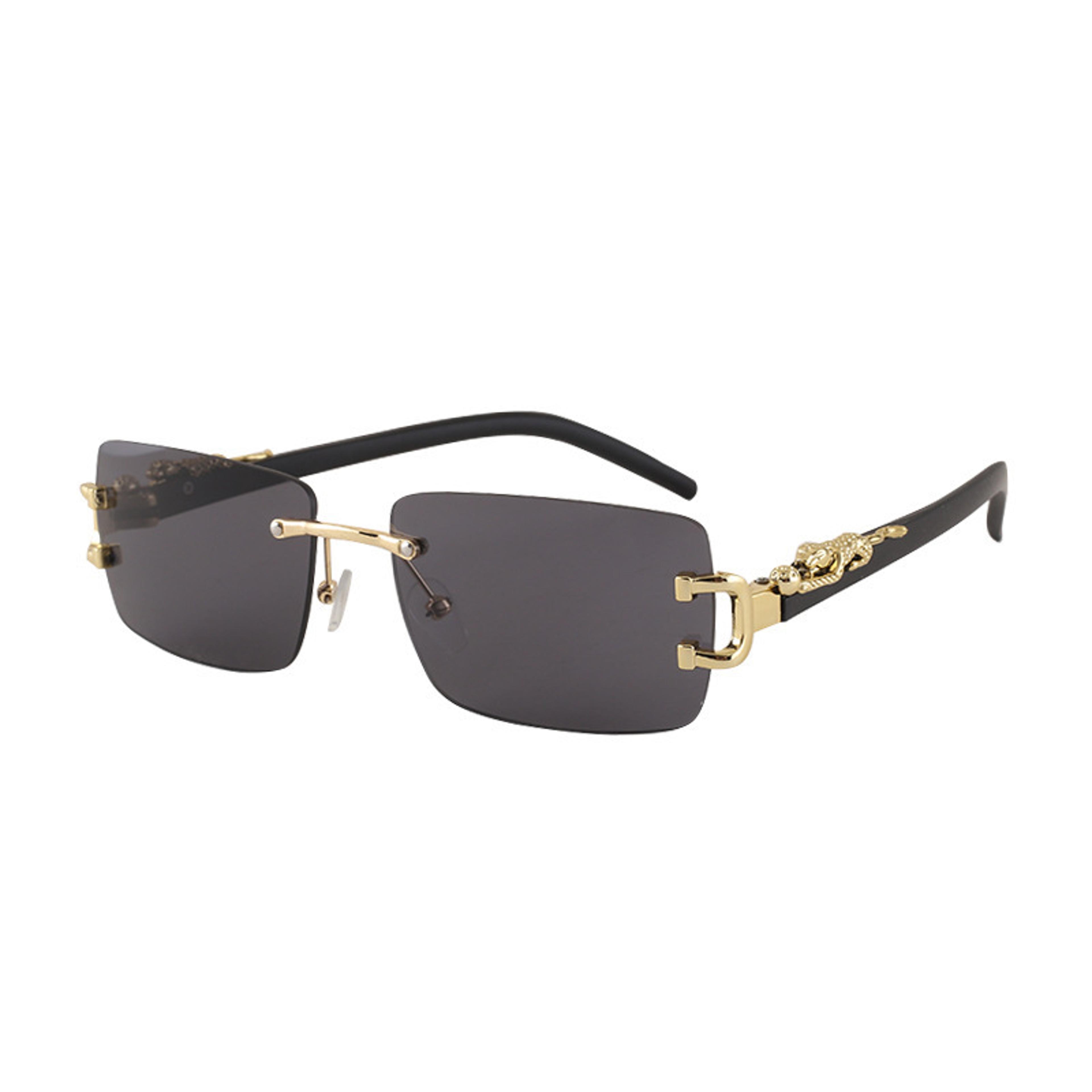 Rimless Geometric Leopard Sunglasses With Gradient UV Protection Lenses 4