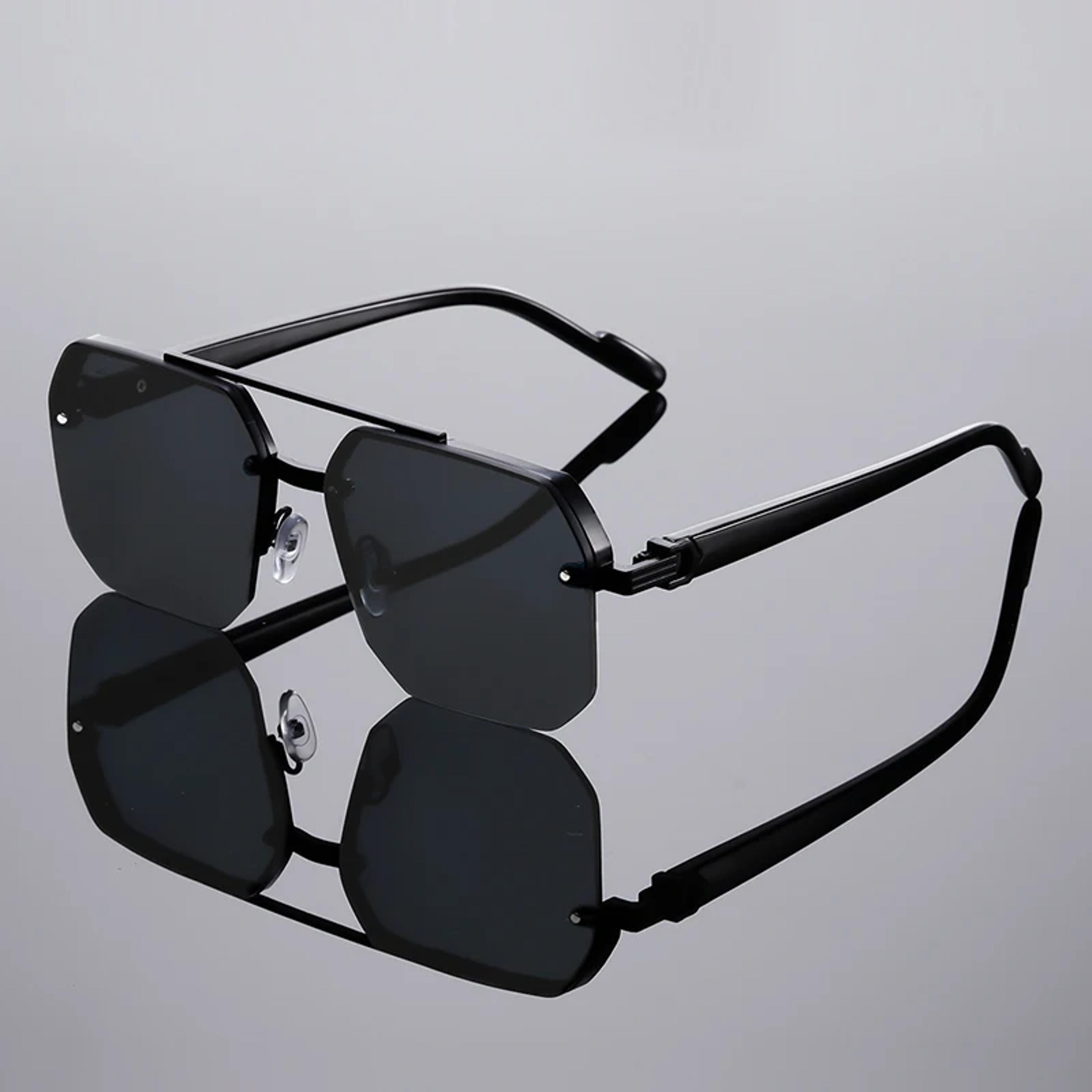 Vintage Square Semi Rimless Sunglasses With Gradient Lenses For Men 5
