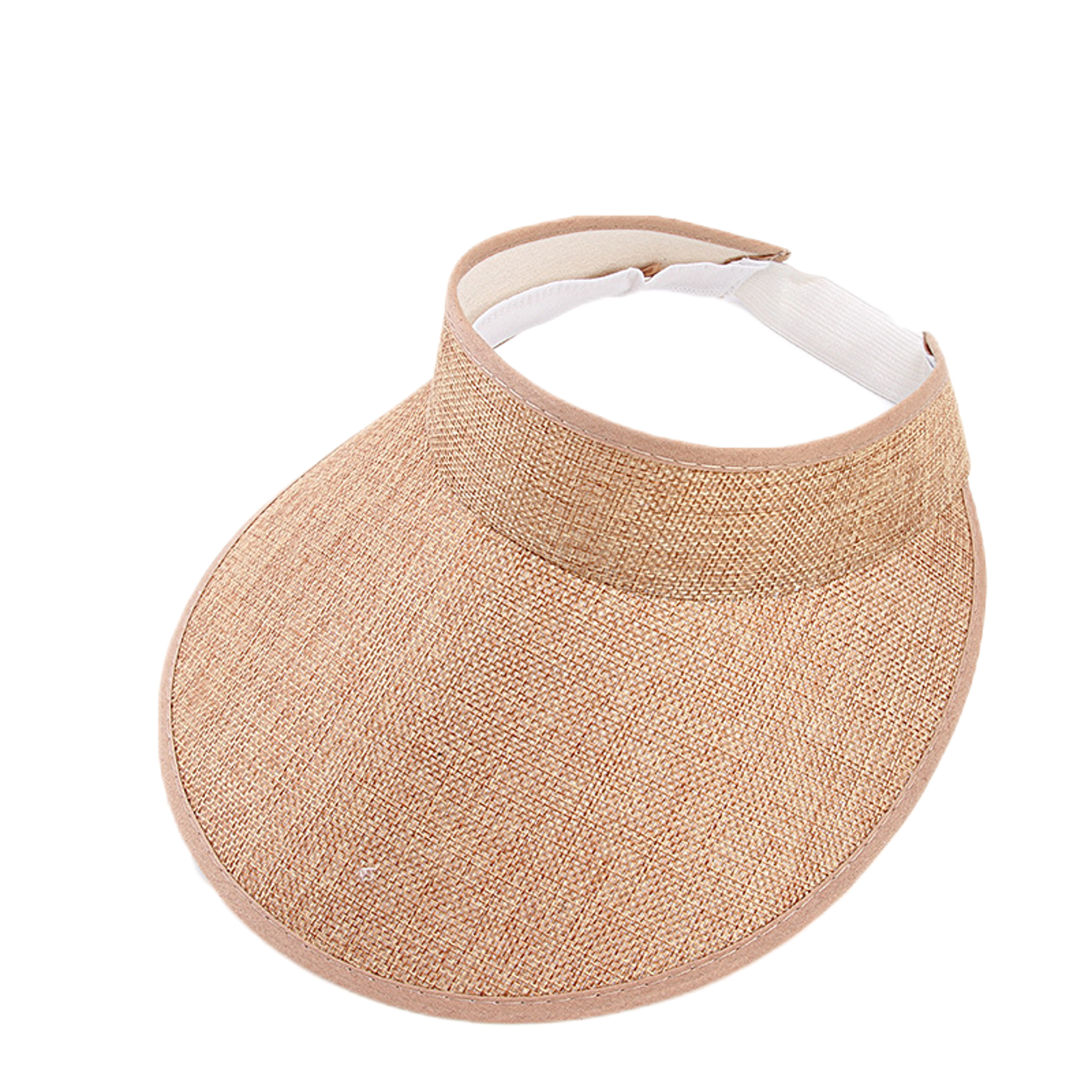 Womens Sun Visor Faux Linen Summer Visor Hat Adjustable Sports Beach Cap 1