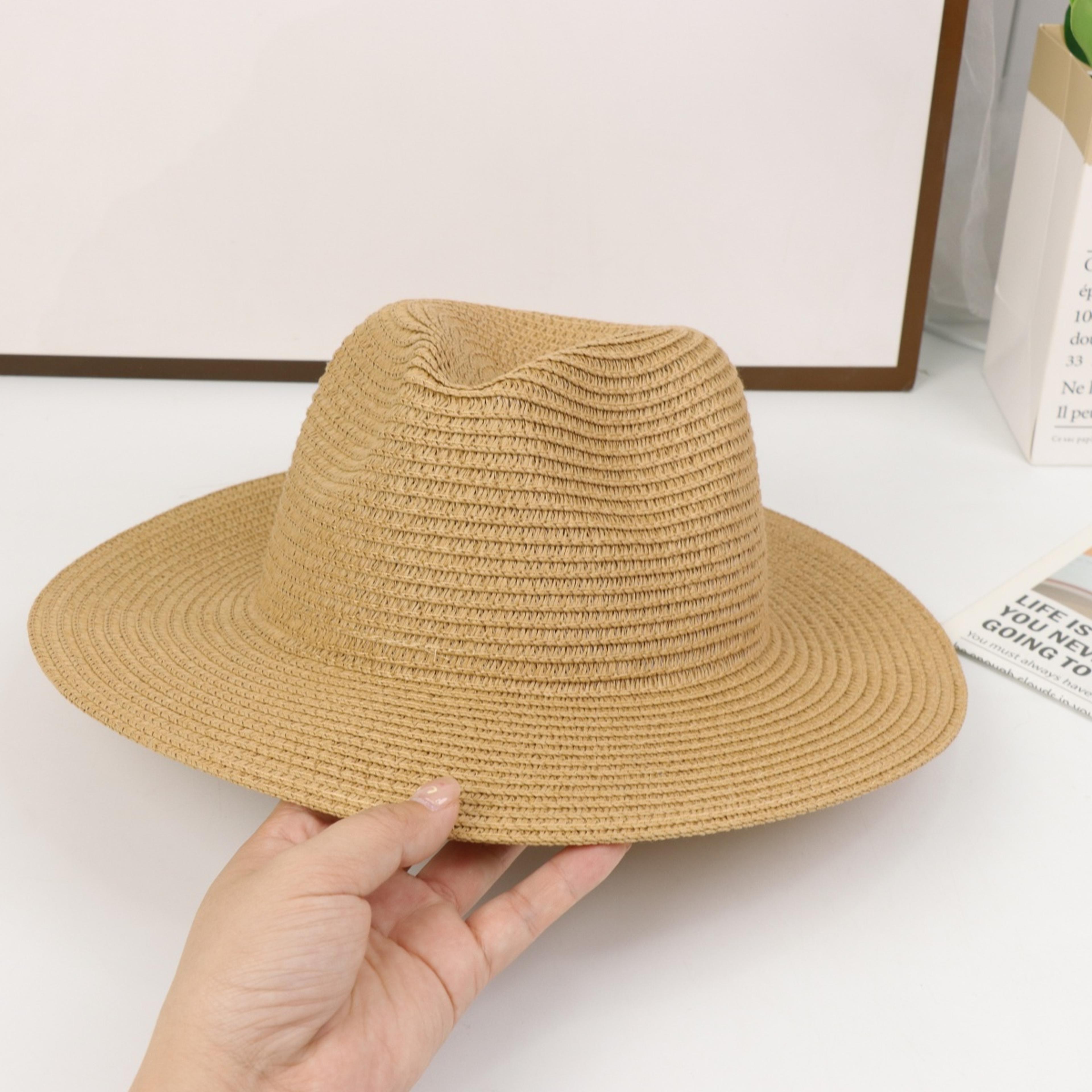 Foldable Panama Straw Hat Wide Brim Summer Sun Hat For Beach Travel  Outdoor Wear 5