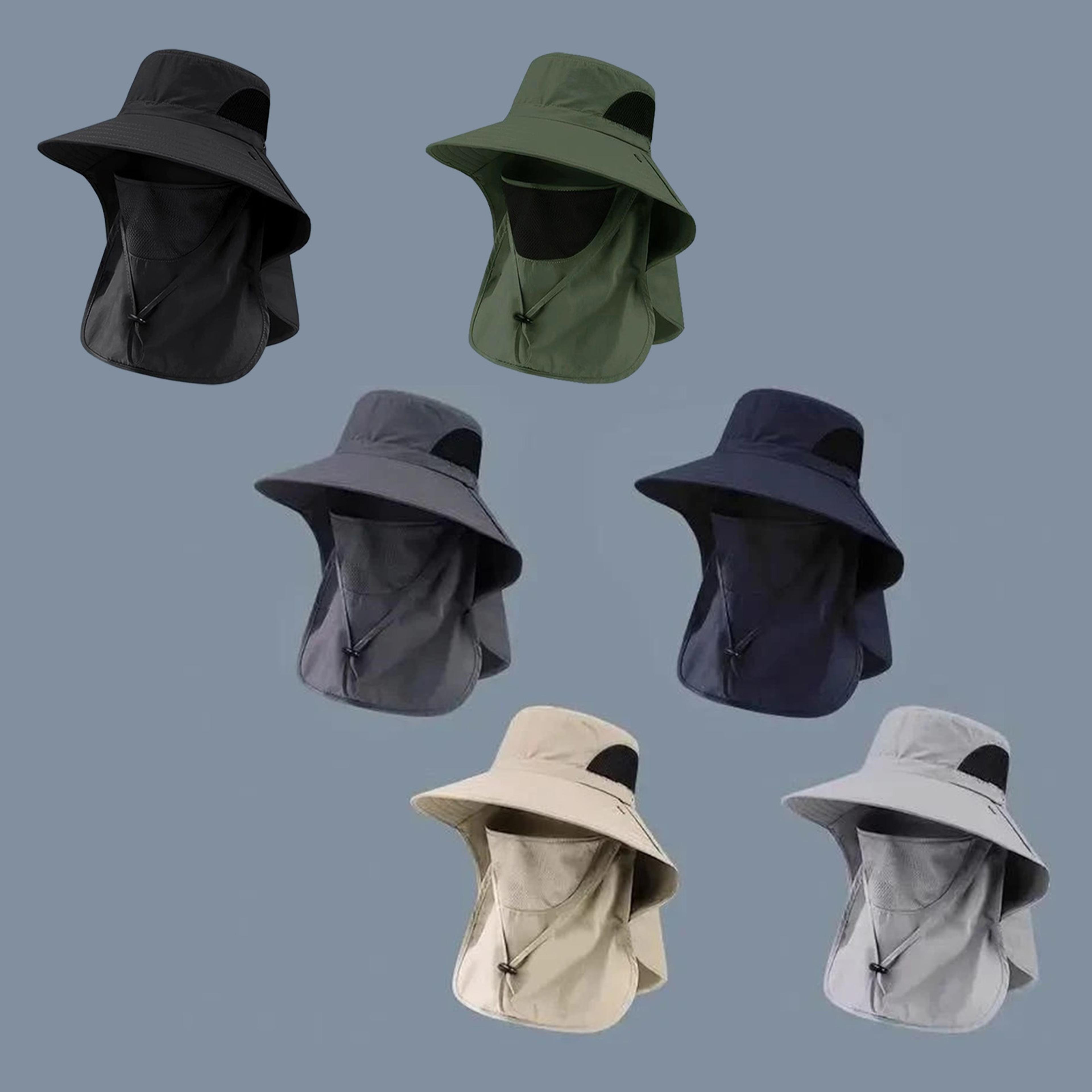 polyshield wide brim sun fishing hat with neck flap uv protection for hiking & beach