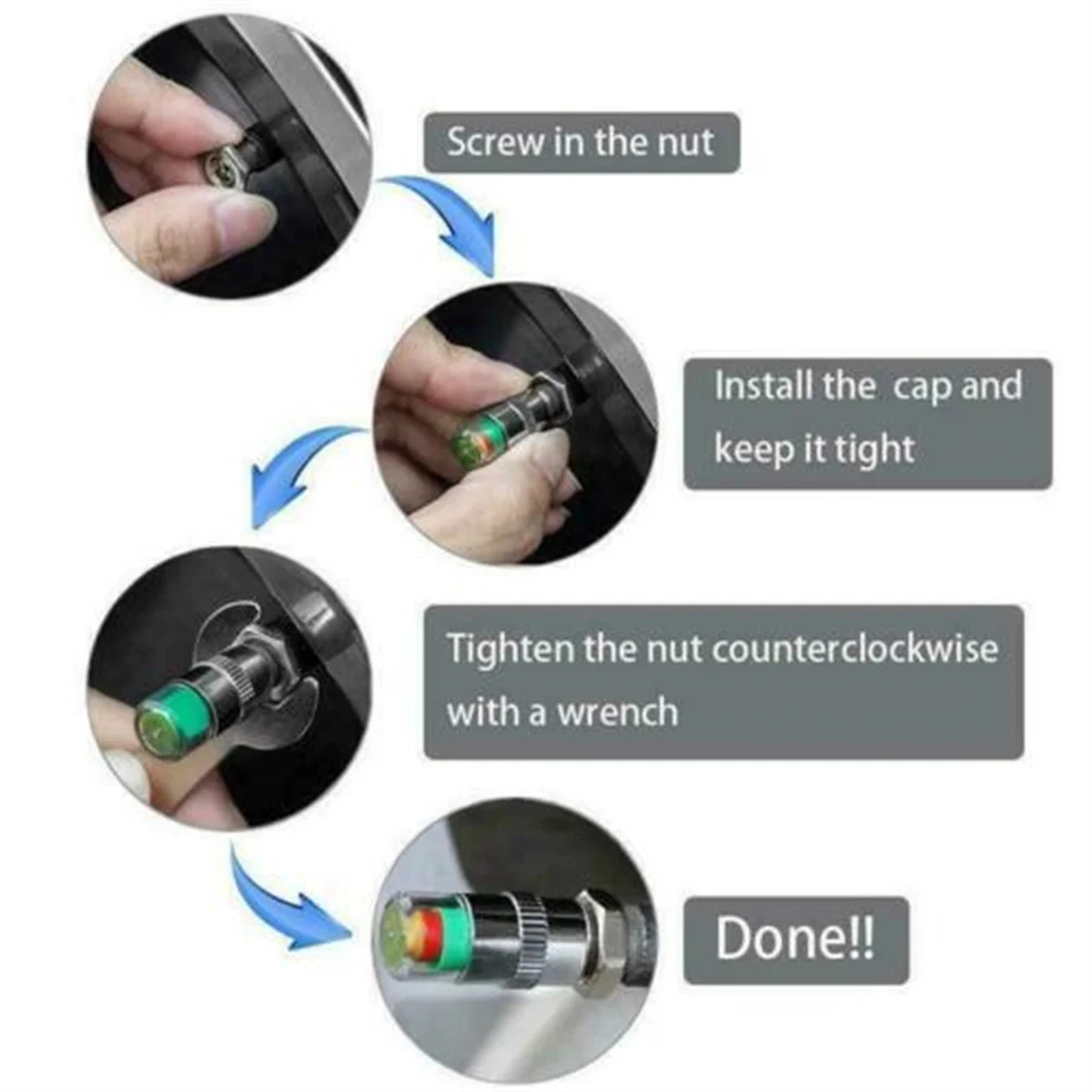 Smart Tire Pressure Indicator Valve Caps 4 Pack Universal Tire Pressure Monitor Caps 5