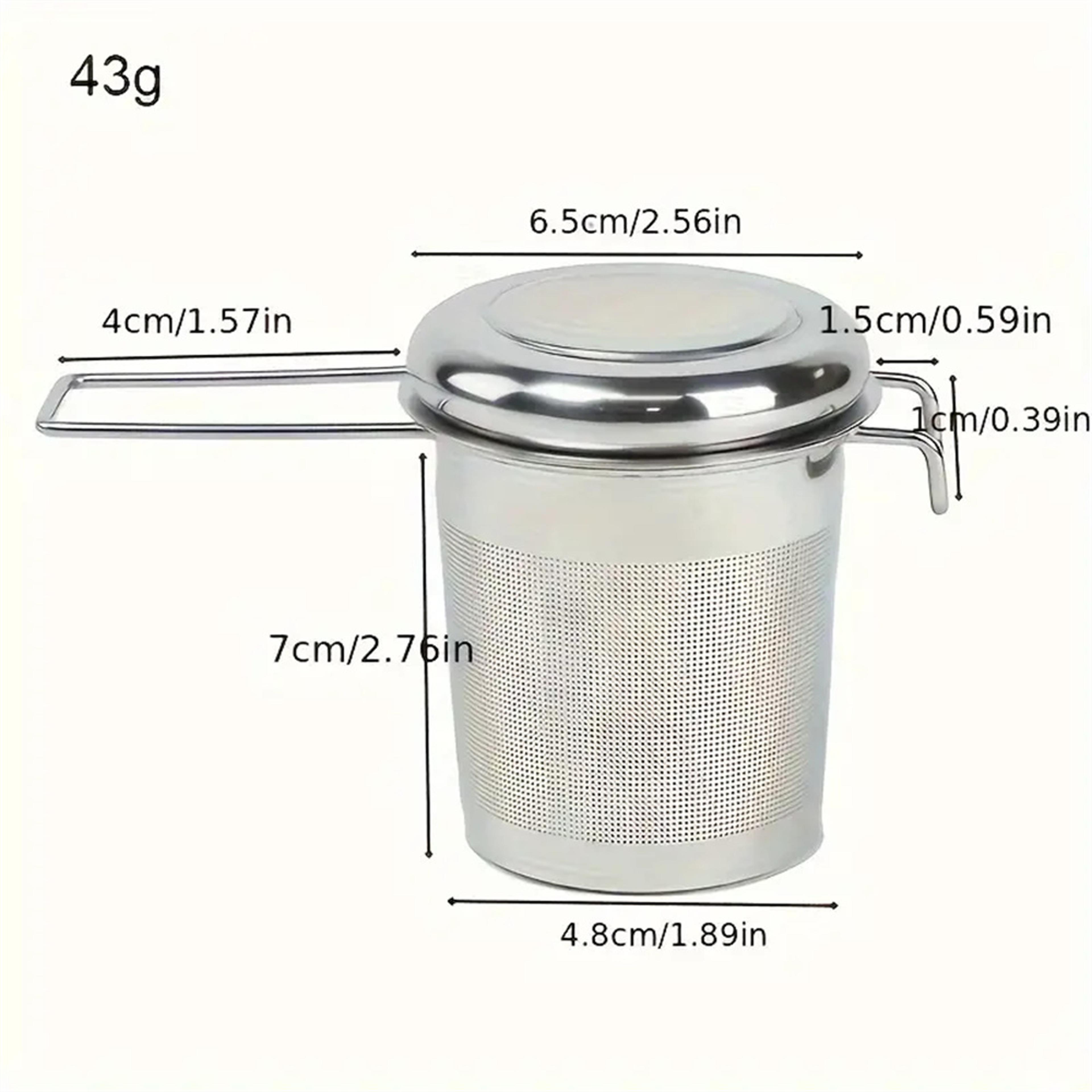Premium Stainless Steel Tea Strainer With Lid  Folding Handle For Loose Leaf Tea 4