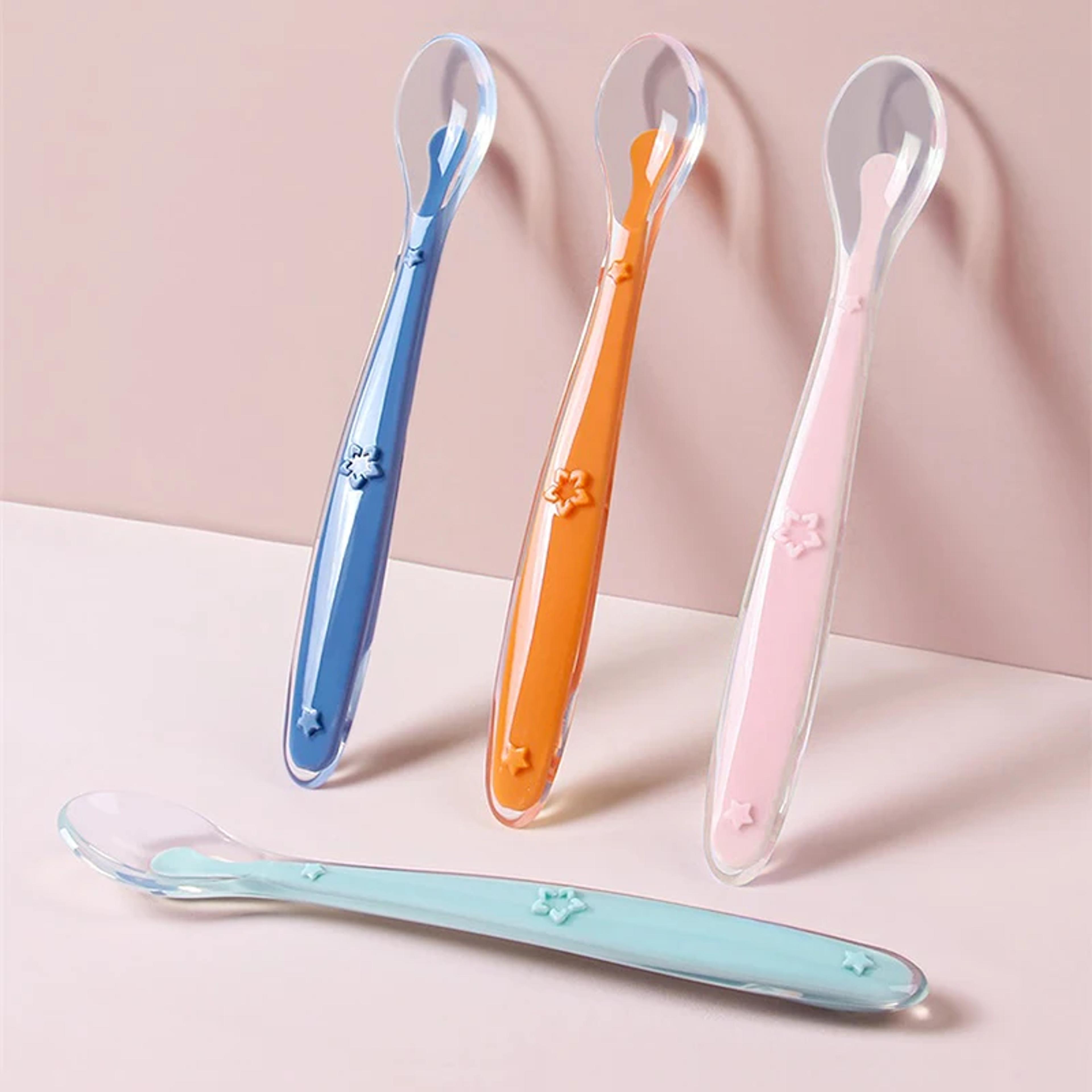 soft silicone baby feeding spoon set for self feeding and baby led weaning