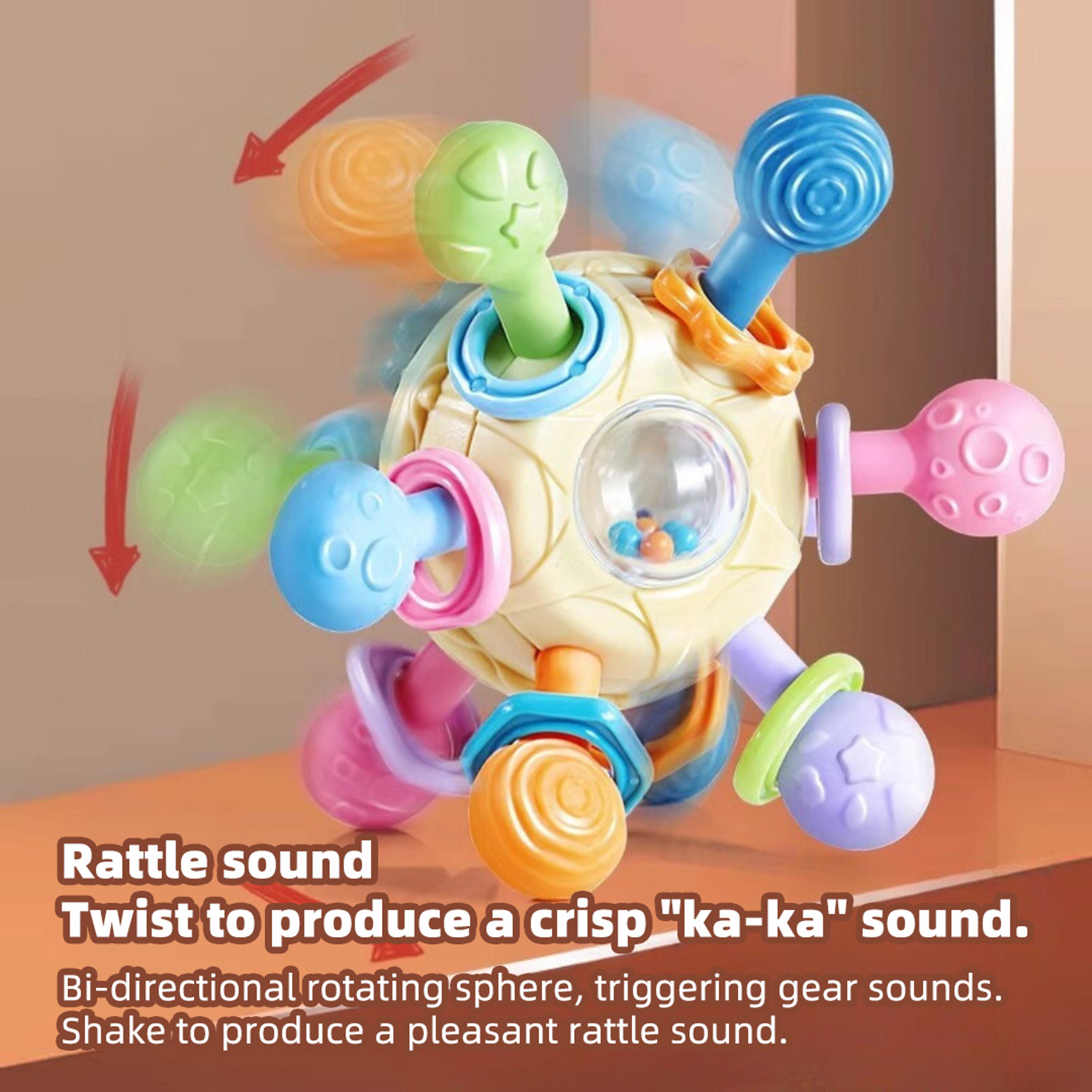 Baby Teether Toy Sensory Grasping Ball With Rattle For Montessori Learning 2