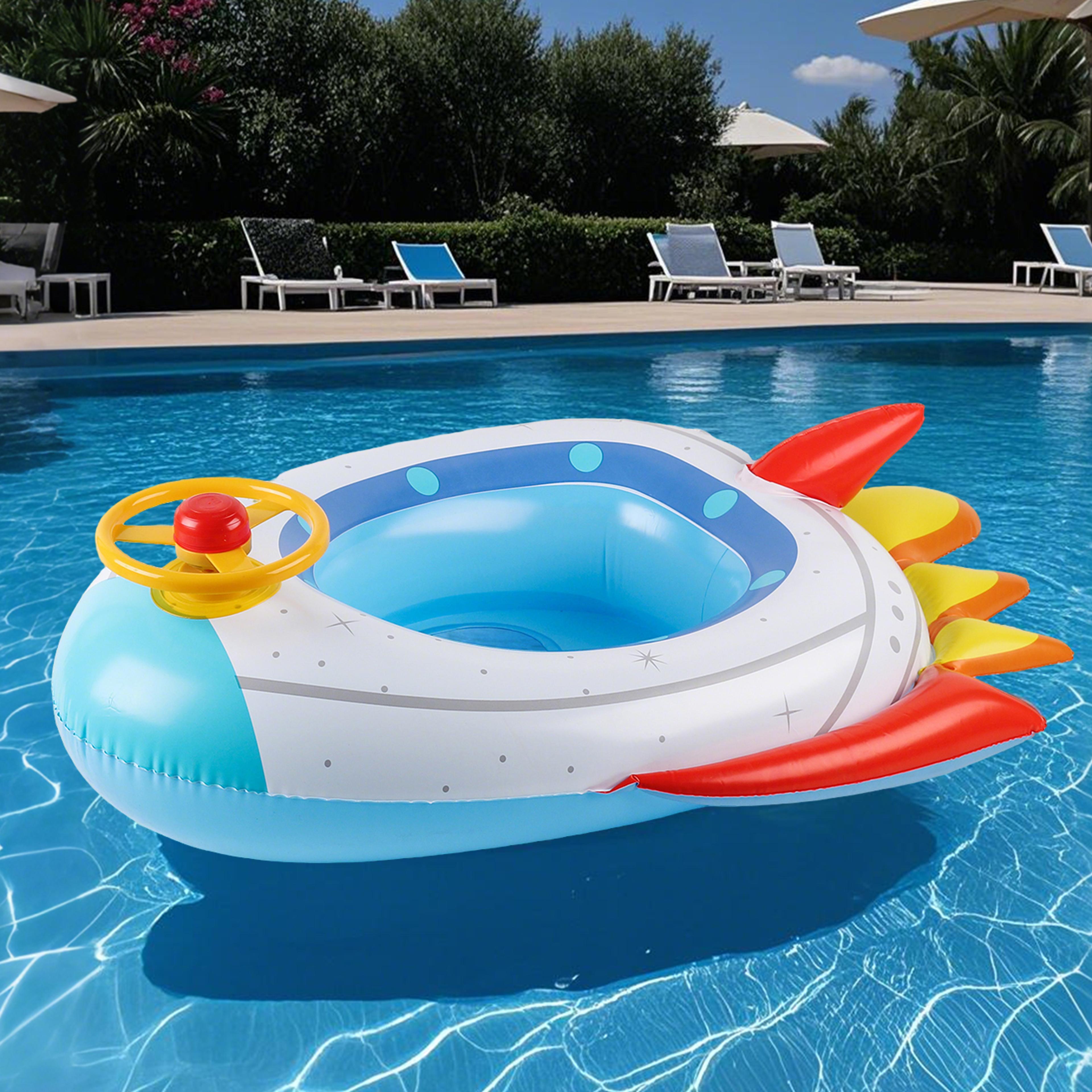 Rocket Ride Inflatable Pool Float With Steering Wheel For Kids Summer Pool  Beach Fun 0