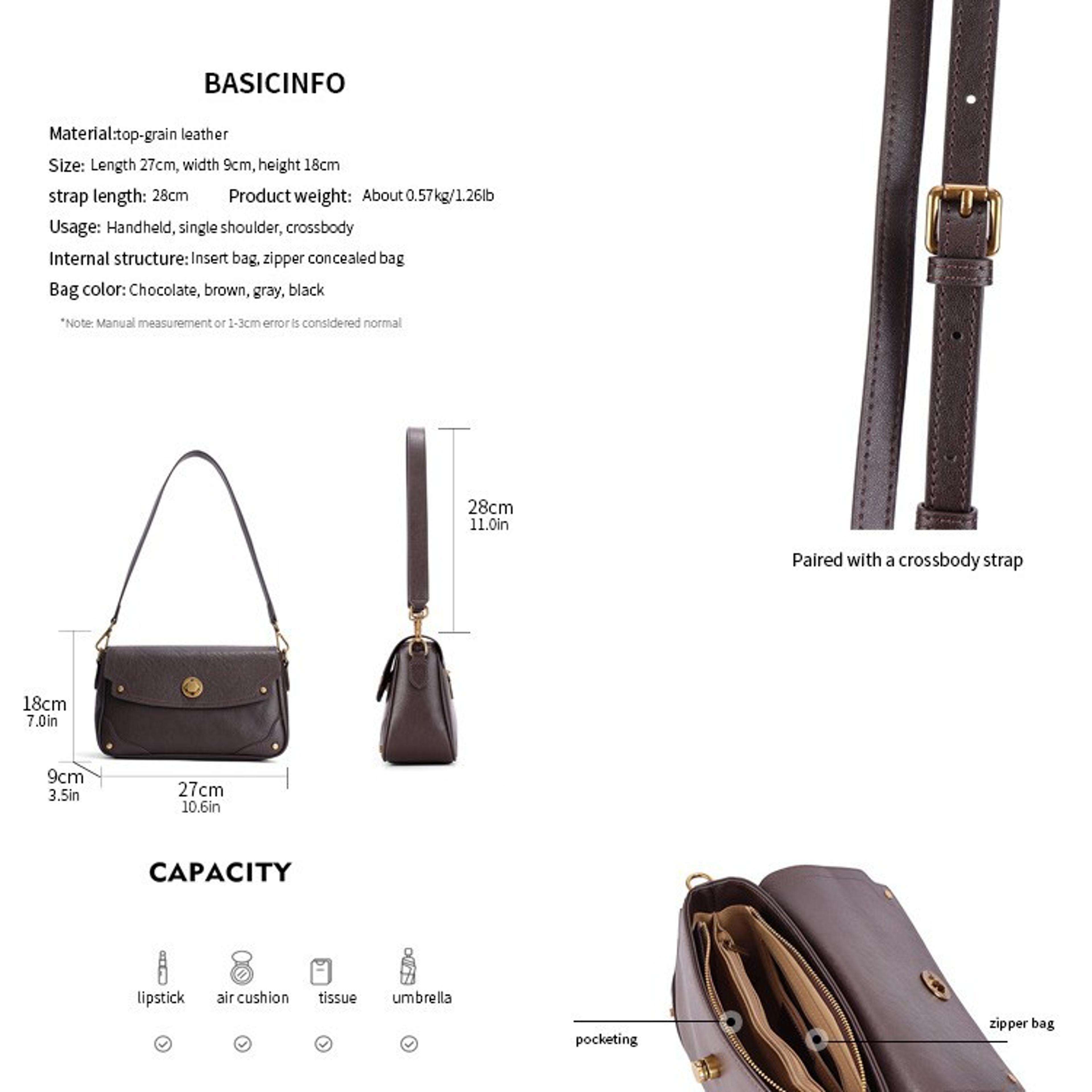 Vintage Genuine Leather Crossbody Bag For Women Vegetable Tanned Cowhide Shoulder Handbag 3