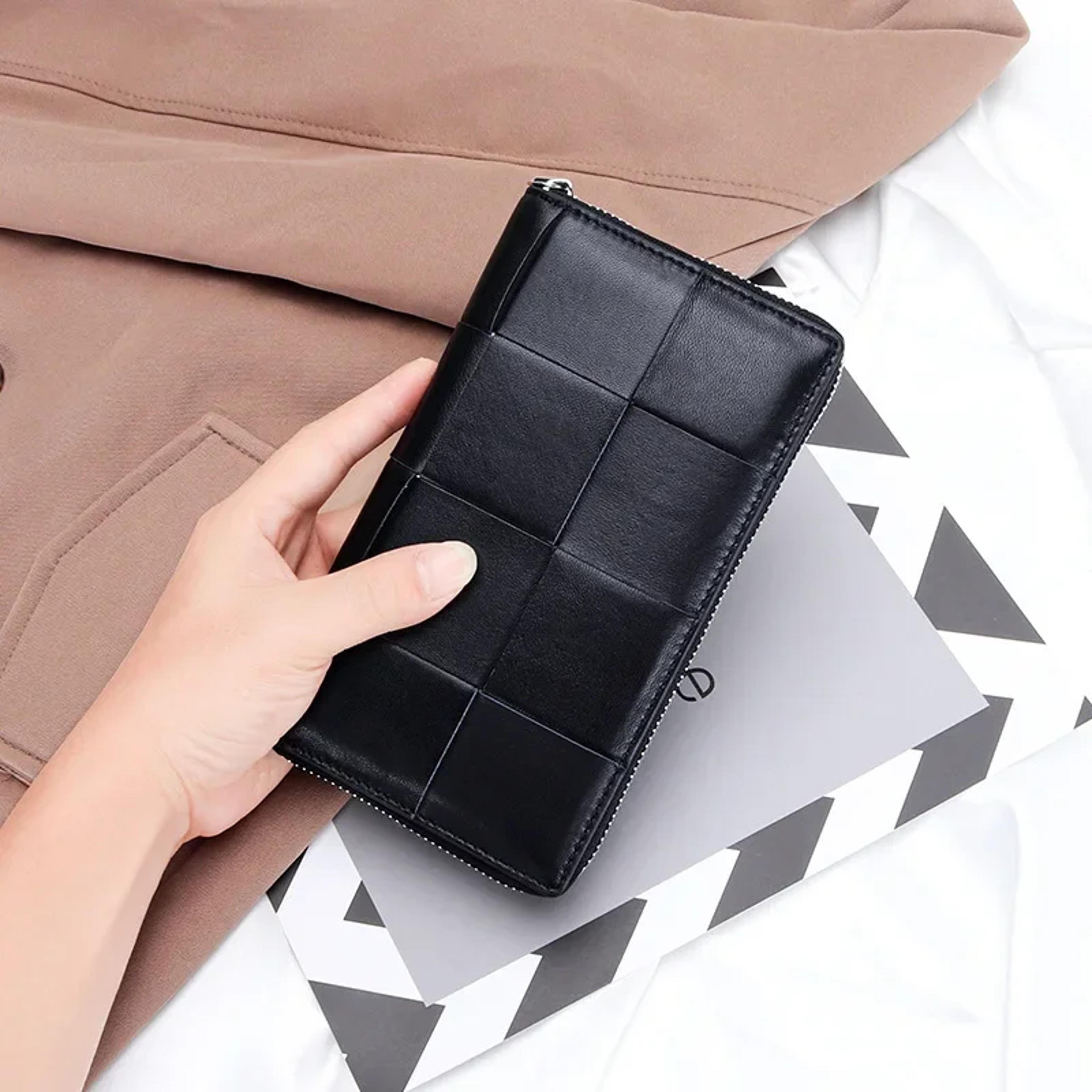 Elegant Genuine Leather Women Wallet Long Leather Clutch Cash Purse 2