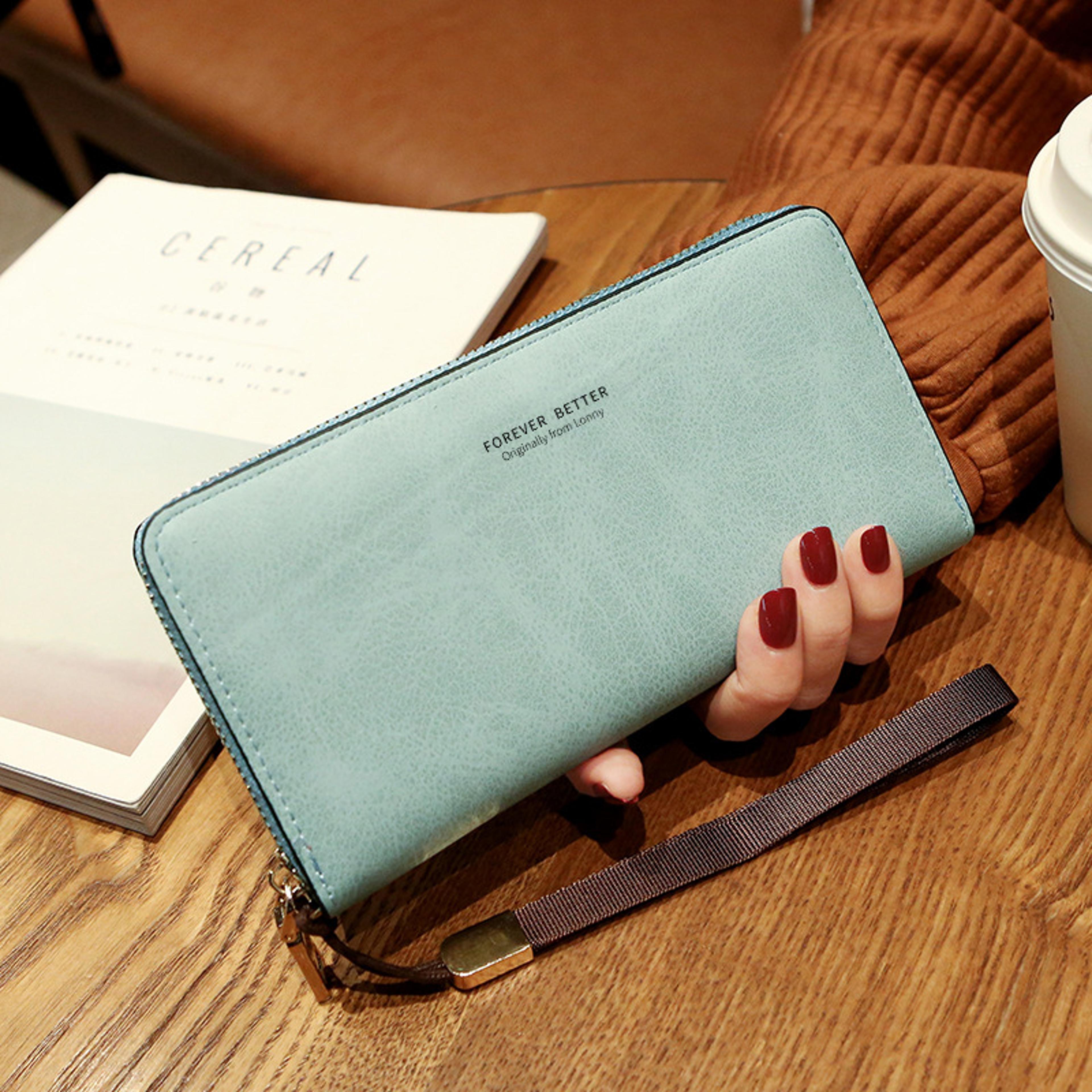 Long Leather Women Wallet Clutch With Zipper Phone Holder And Card Organizer 5
