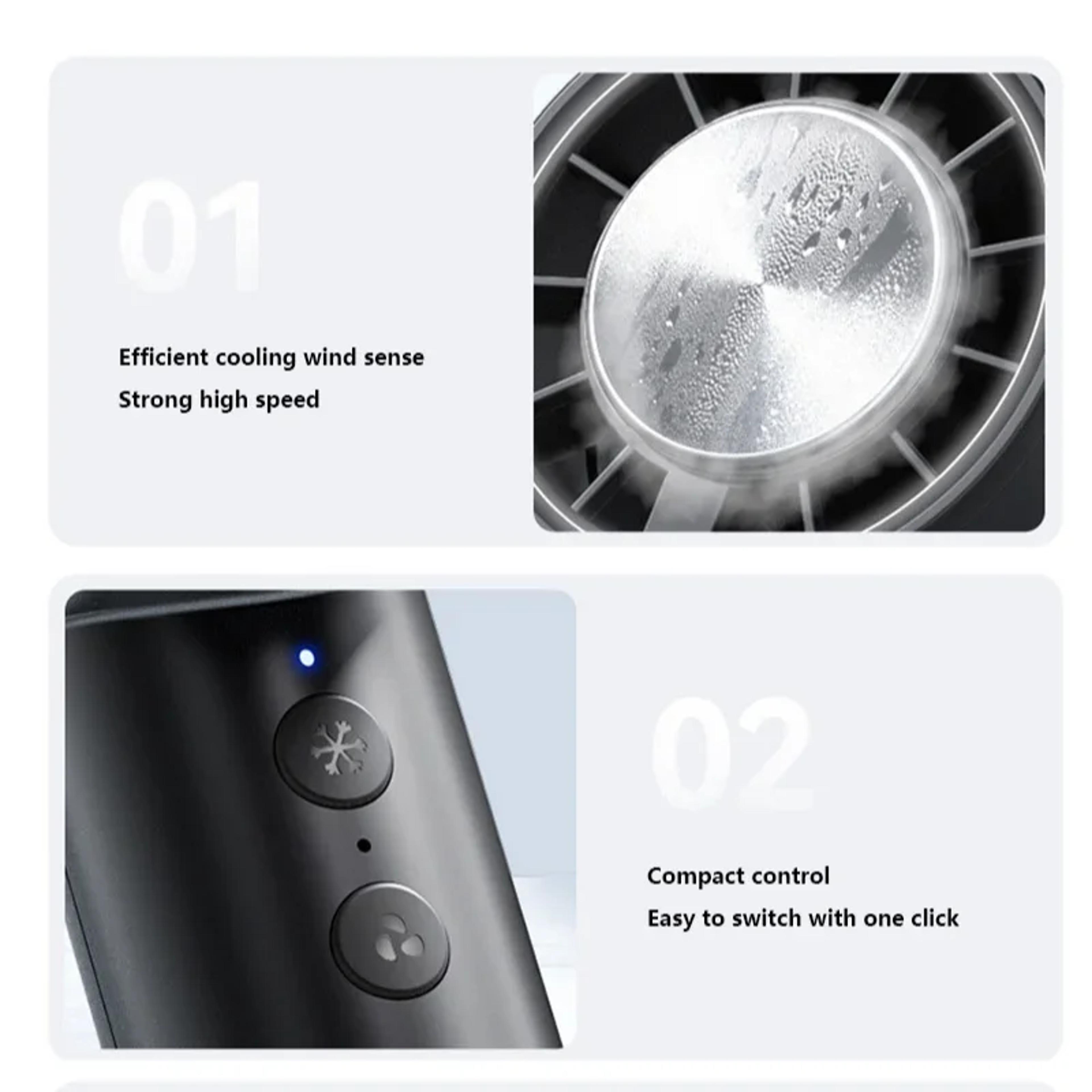 Portable Ice Pack Cooling Fan With LED Display USB Rechargeable Handheld Mini Air Conditioner 9