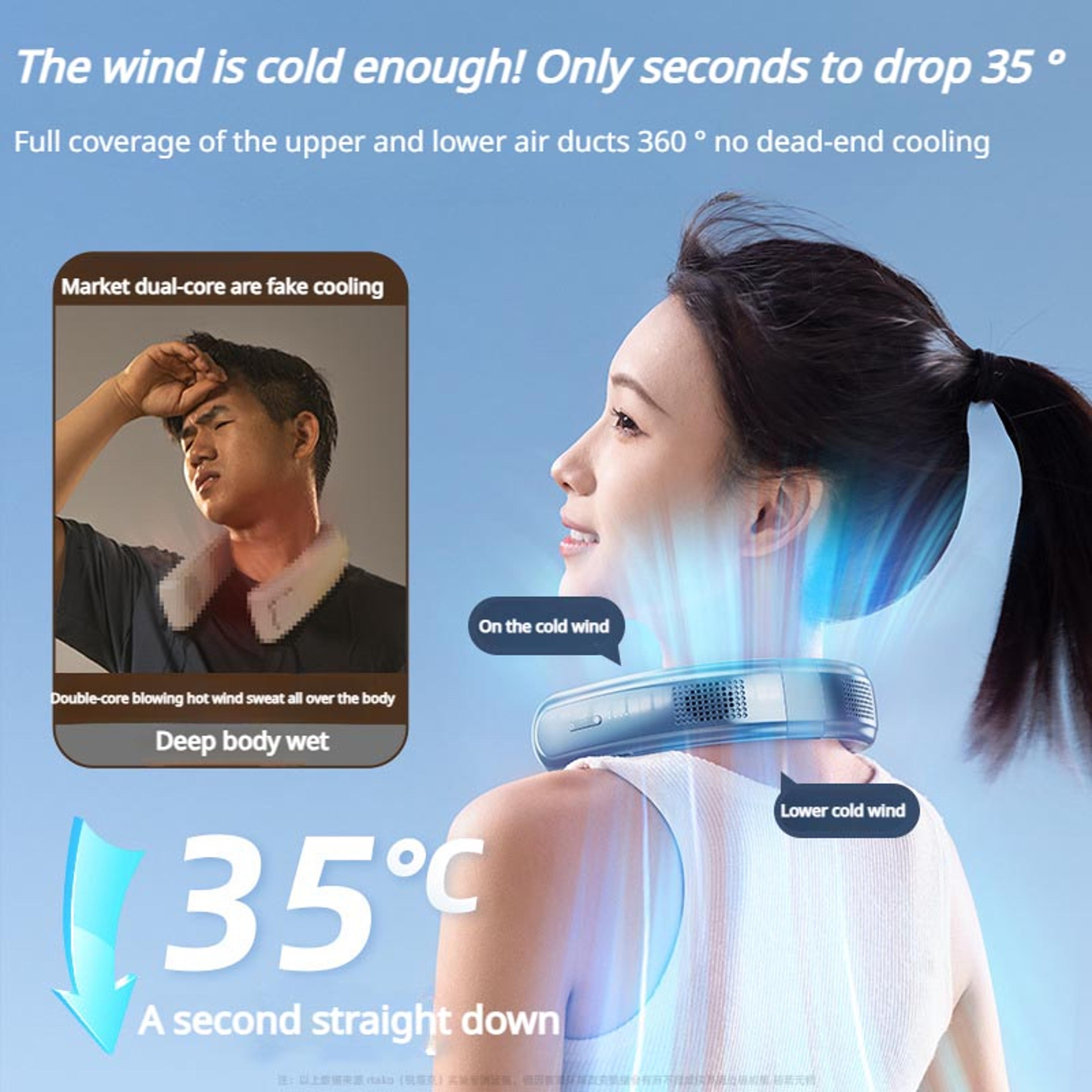 Portable Neck Fan 10000mAh Rechargeable Personal Cooling Fan 3