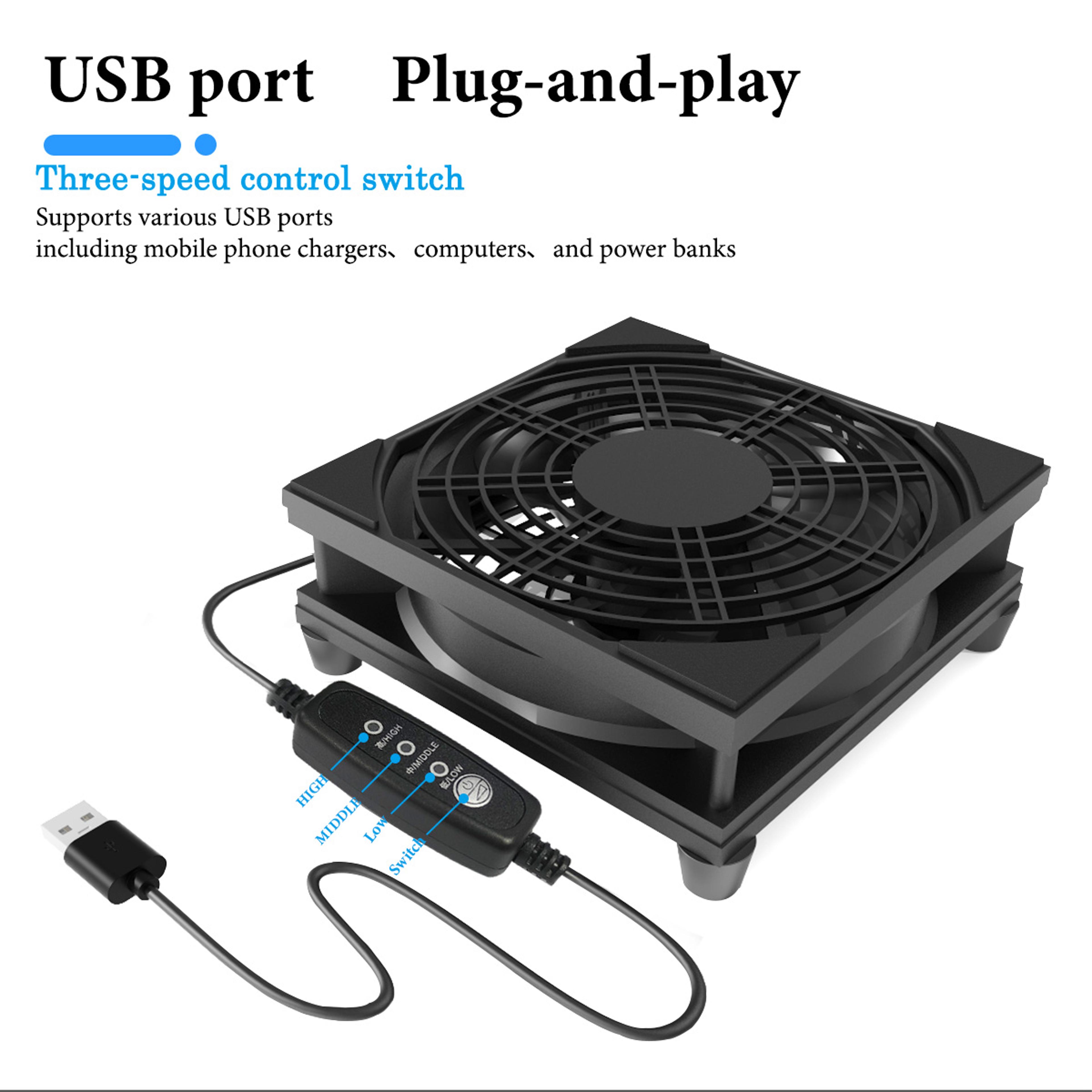 USB Cooling Fan With 3 Speed Control Silent 5V Adjustable Computer Fan 1
