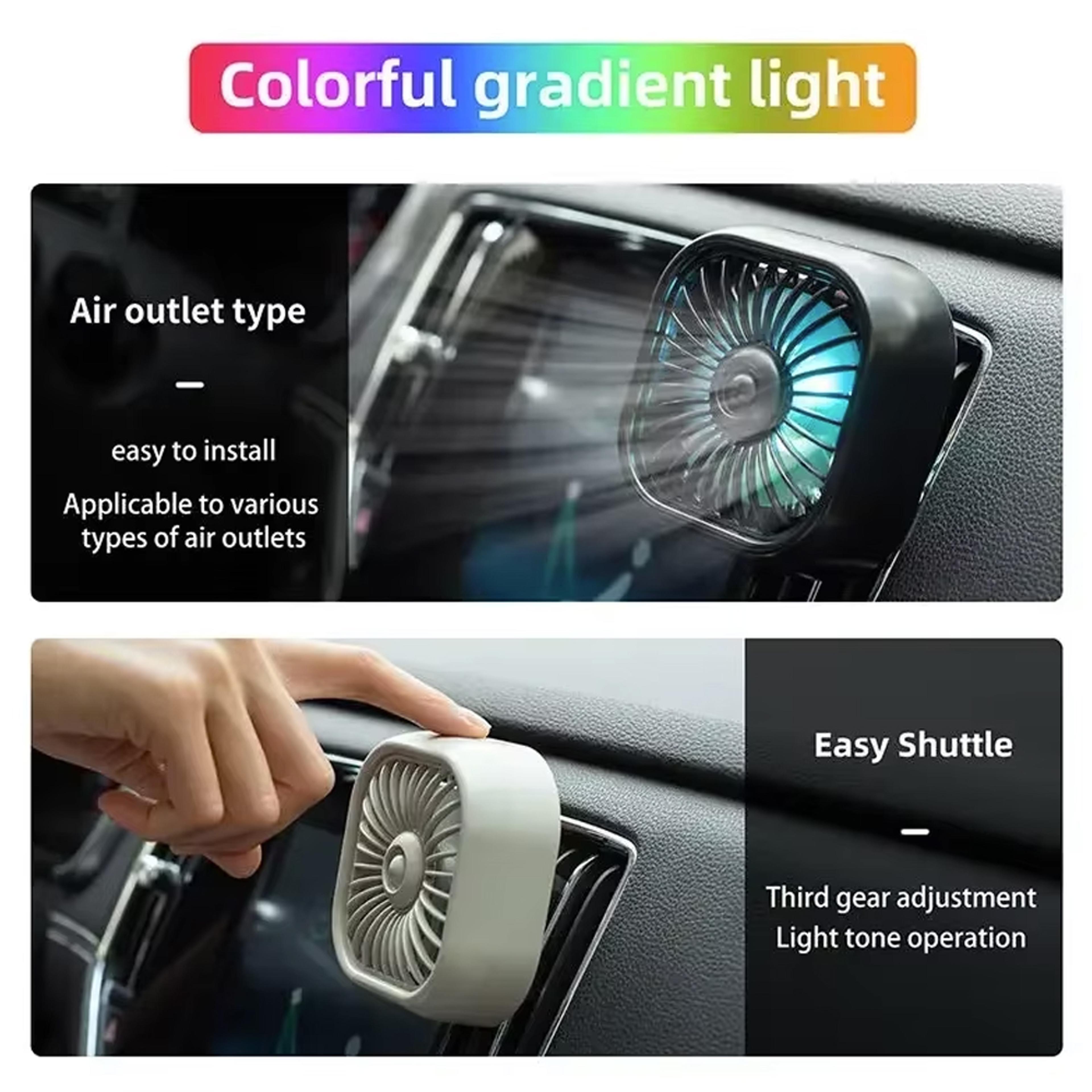 Mini USB Car Fan With LED Light 3 Speed Adjustable Cooling Vent Mount 3