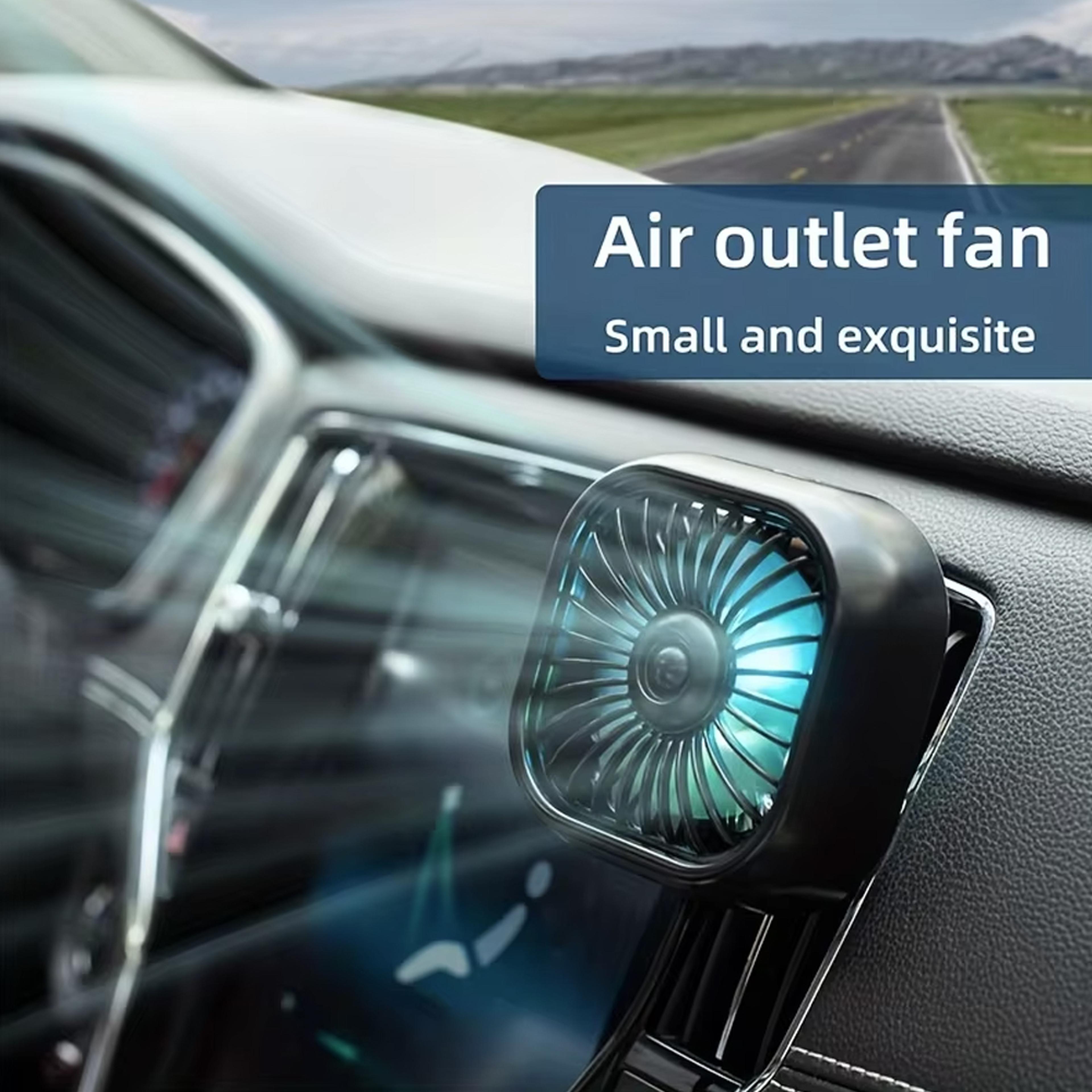 Mini USB Car Fan With LED Light 3 Speed Adjustable Cooling Vent Mount 5