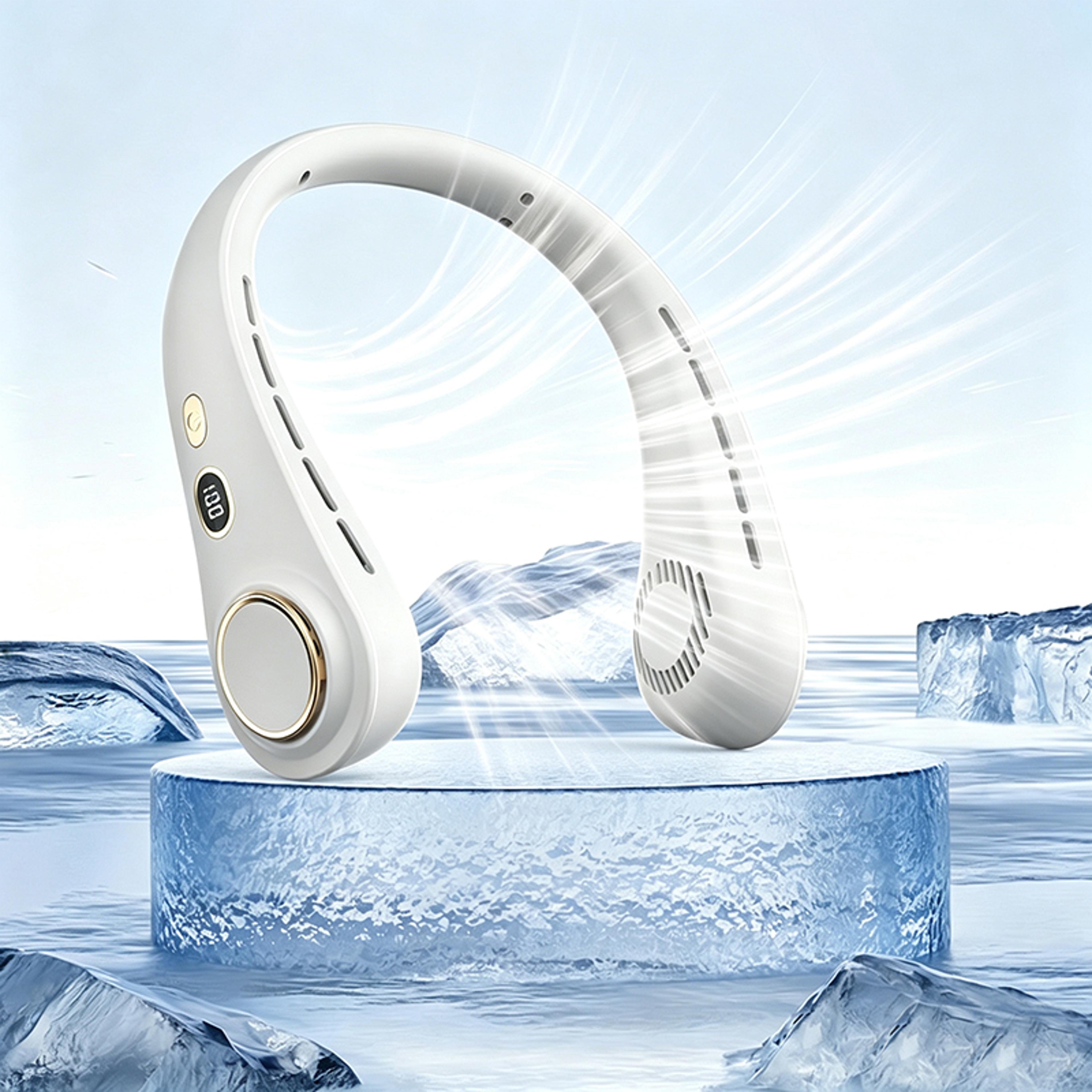 Portable Bladeless Neck Fan With Digital Display USB Rechargeable Personal Air Cooler 3