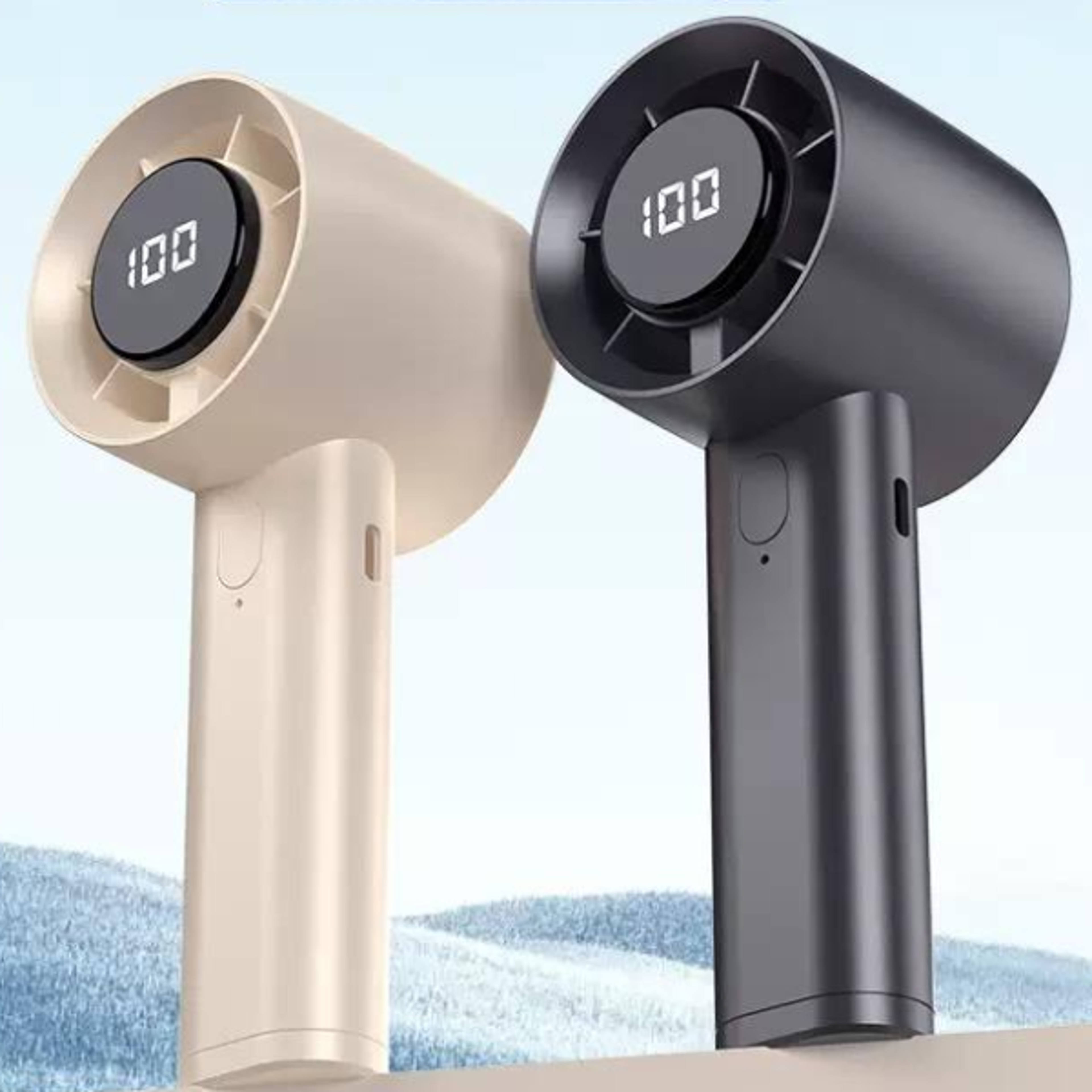 portable mini handheld fan with led display 100 speed rechargeable cooling fan