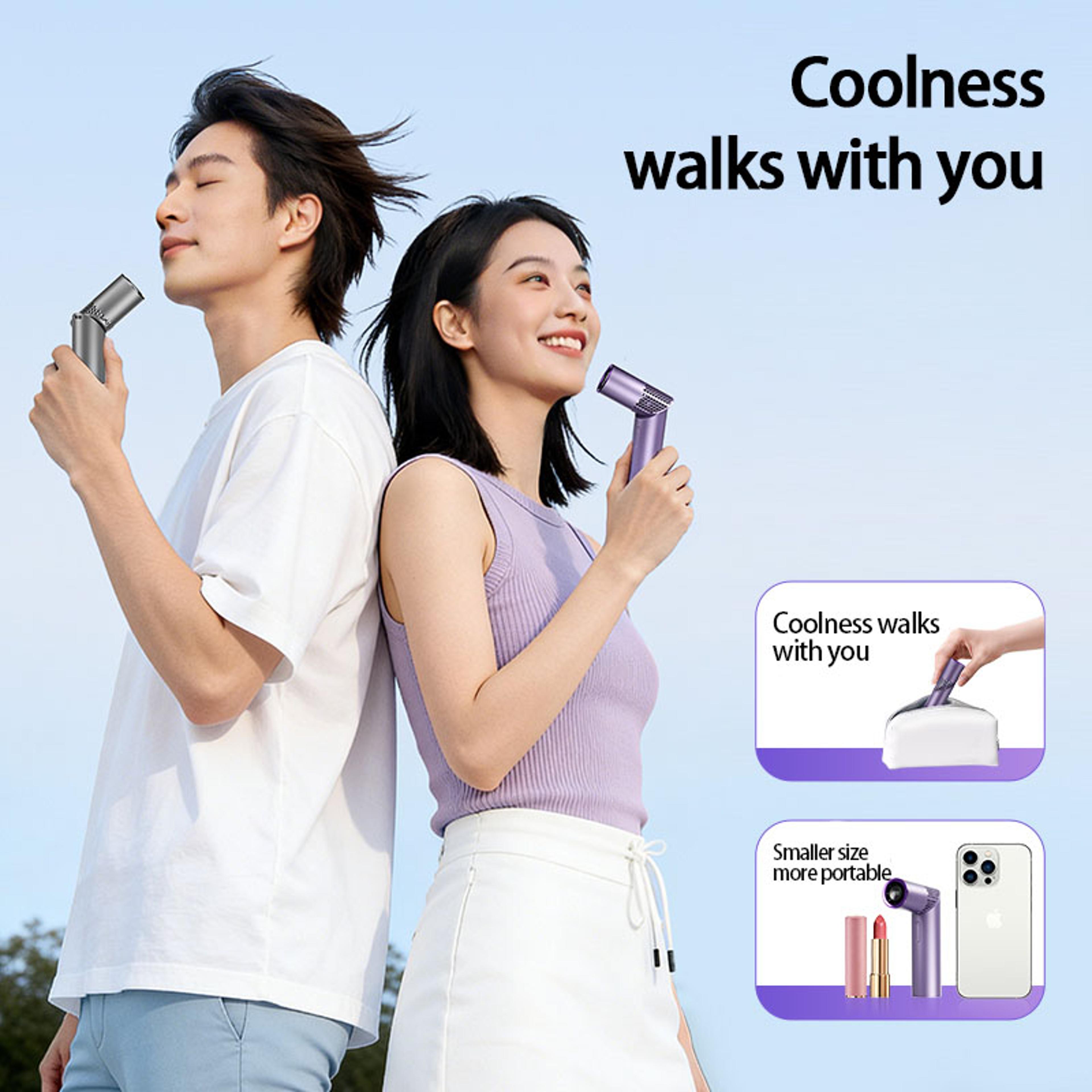 Mini High Speed Handheld Fan With 199 Speeds USB Rechargeable Portable Turbo Cooling Fan 3