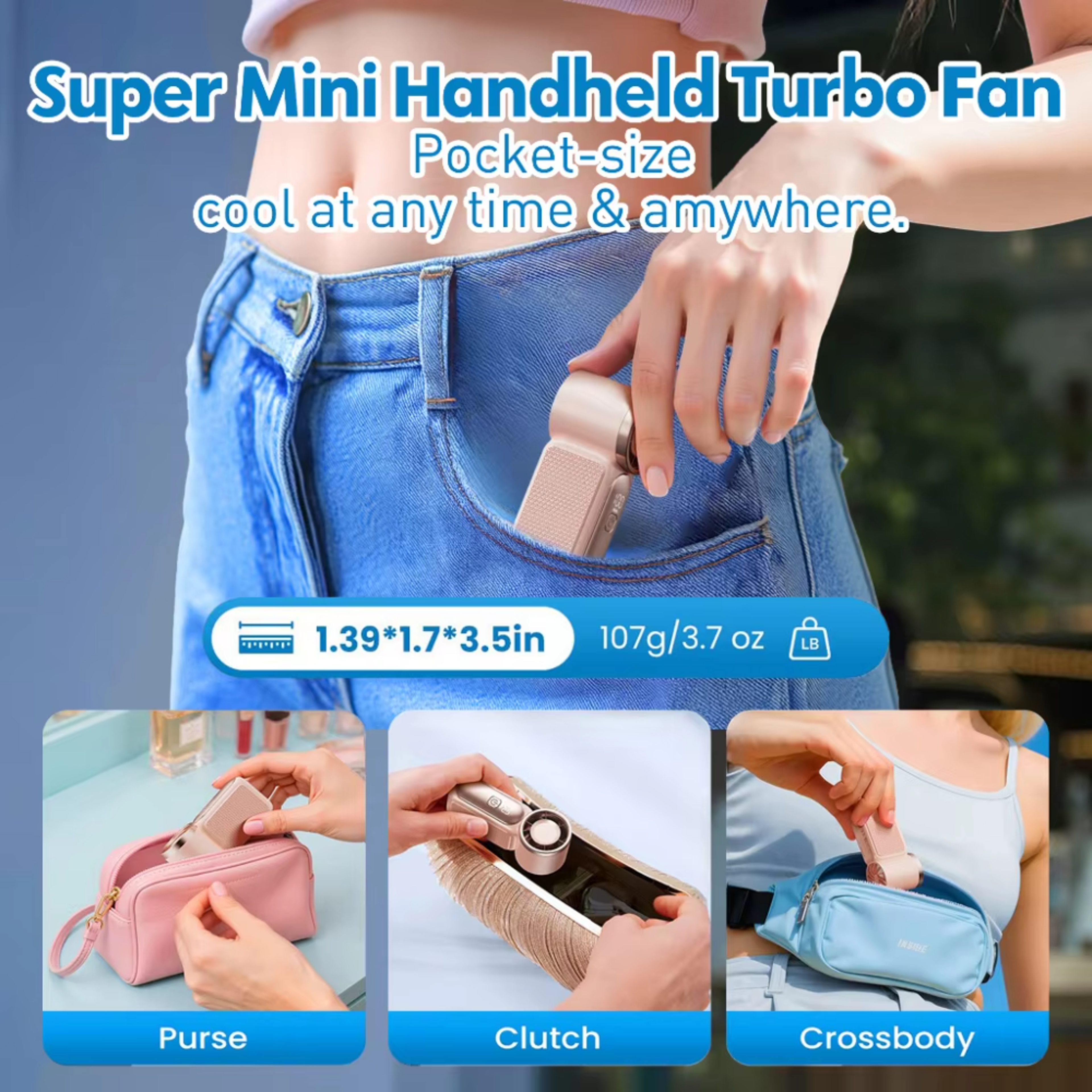 Mini Handheld Fan Portable Turbo Cooling Fan 3