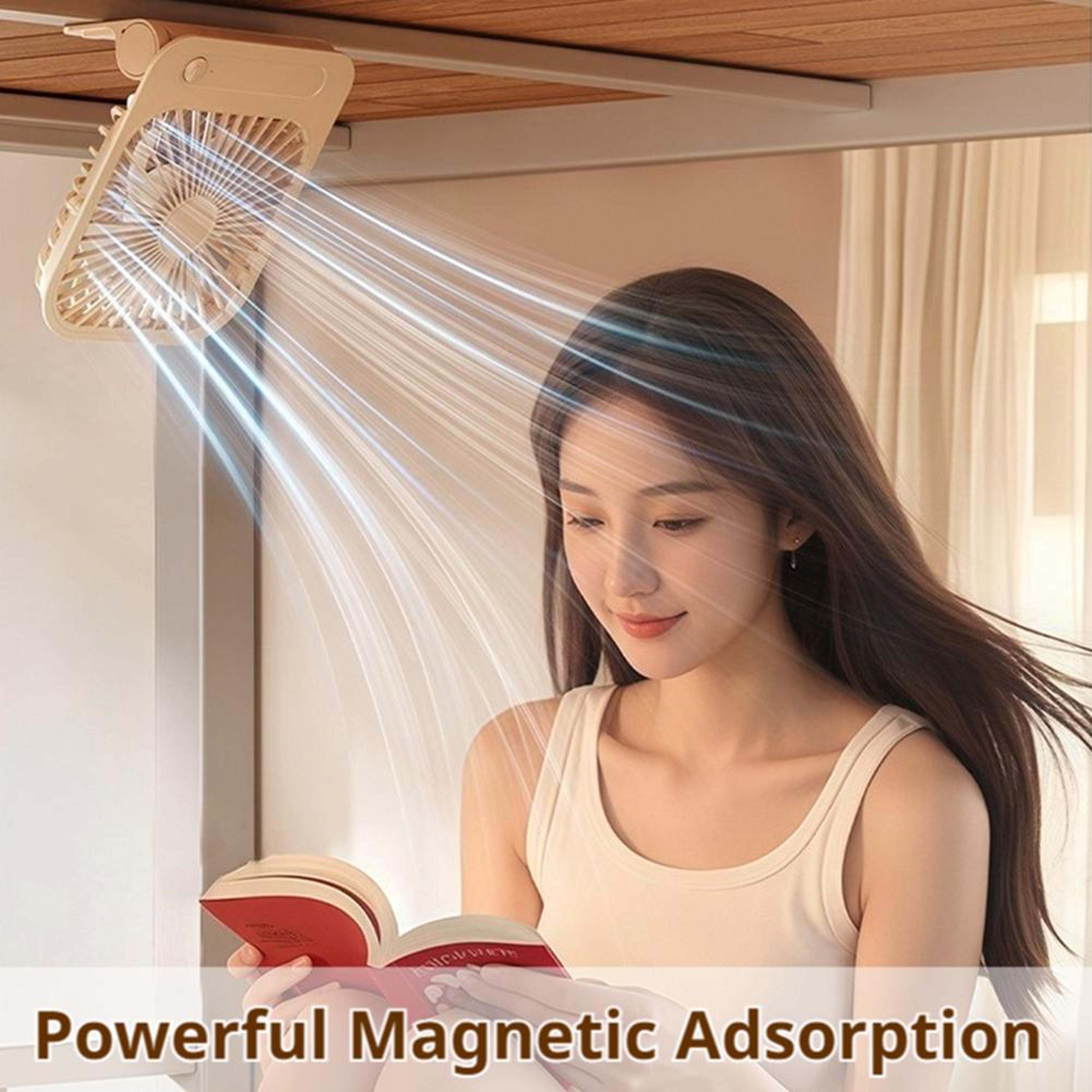 Magnetic Wall Mounted Rechargeable Mini Fan With 5000mAh Battery 4