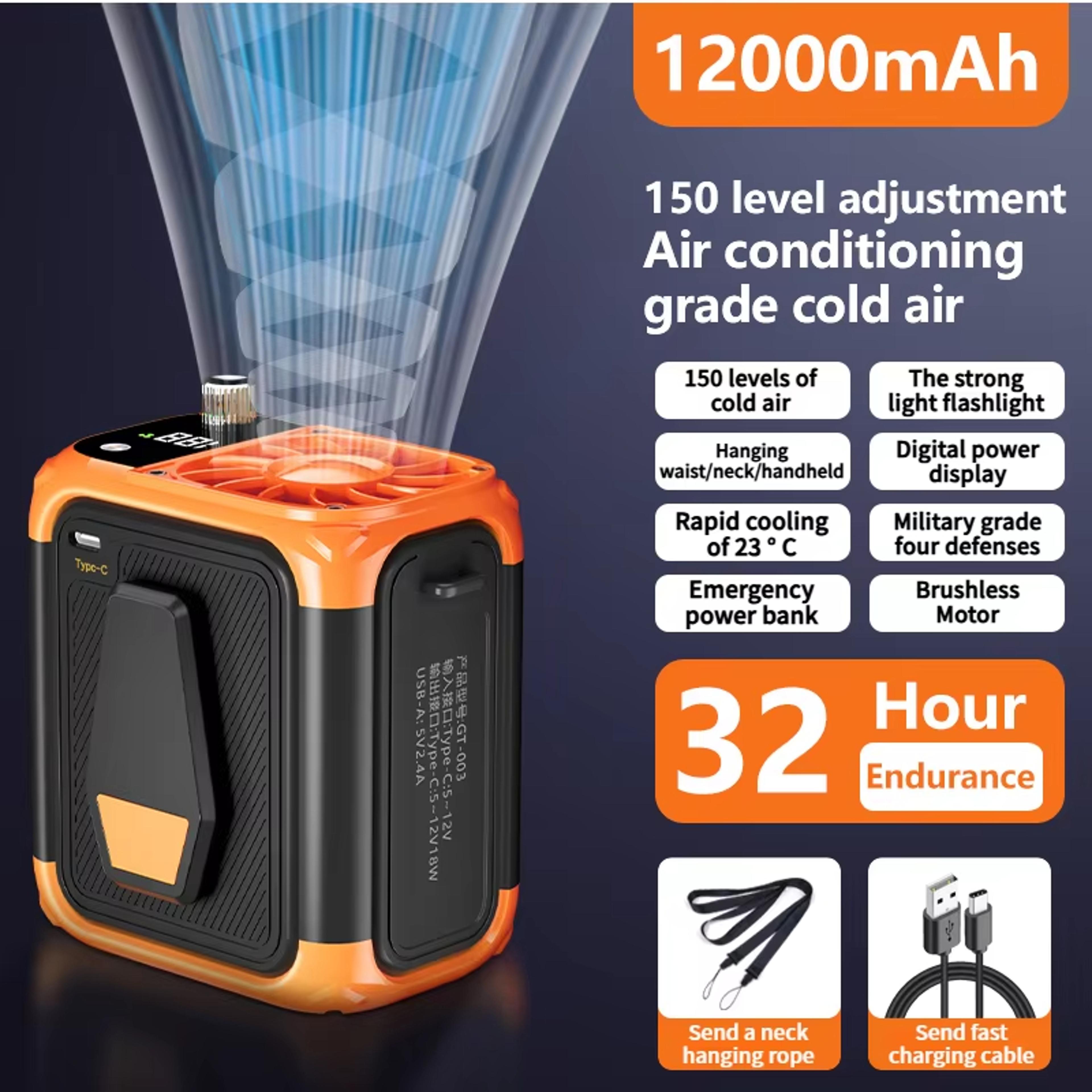 Mini Portable Neck Fan Bladeless USB Rechargeable Personal Cooling Fan With Digital Display 6