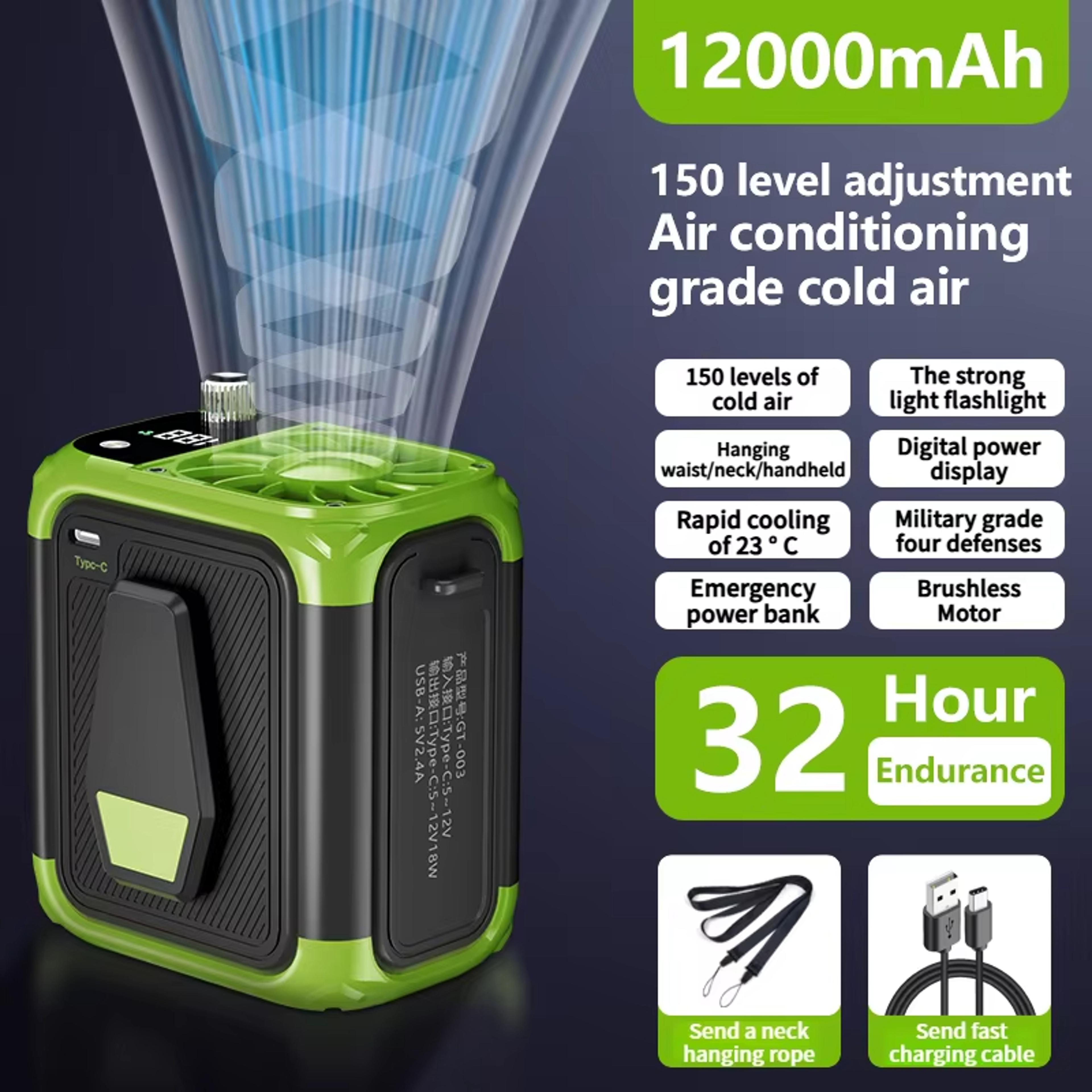 Mini Portable Neck Fan Bladeless USB Rechargeable Personal Cooling Fan With Digital Display 7