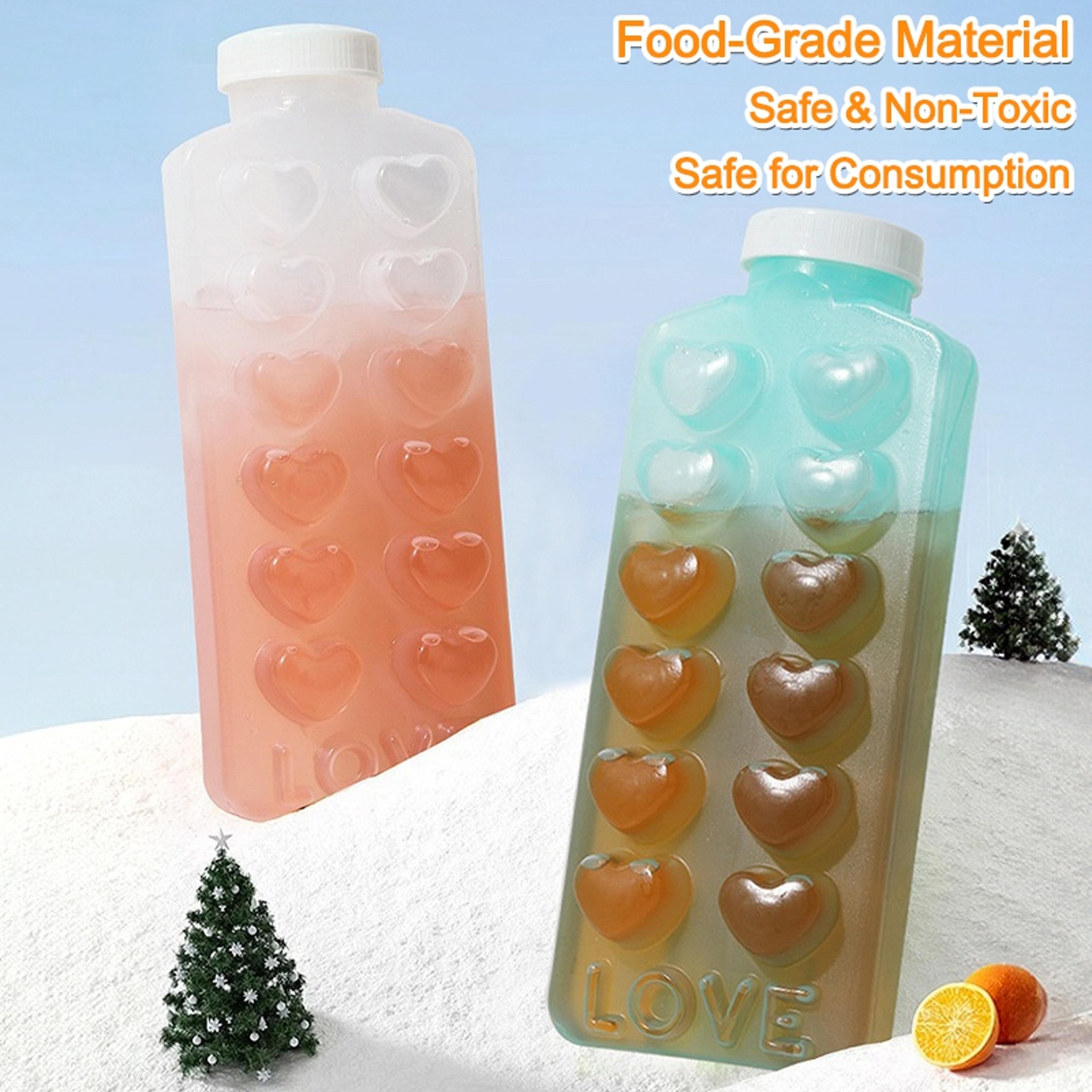 Heart Ice Cube Tray Water Bottle Portable Ice Storage Box For Easy Homemade Chilled Drinks 1