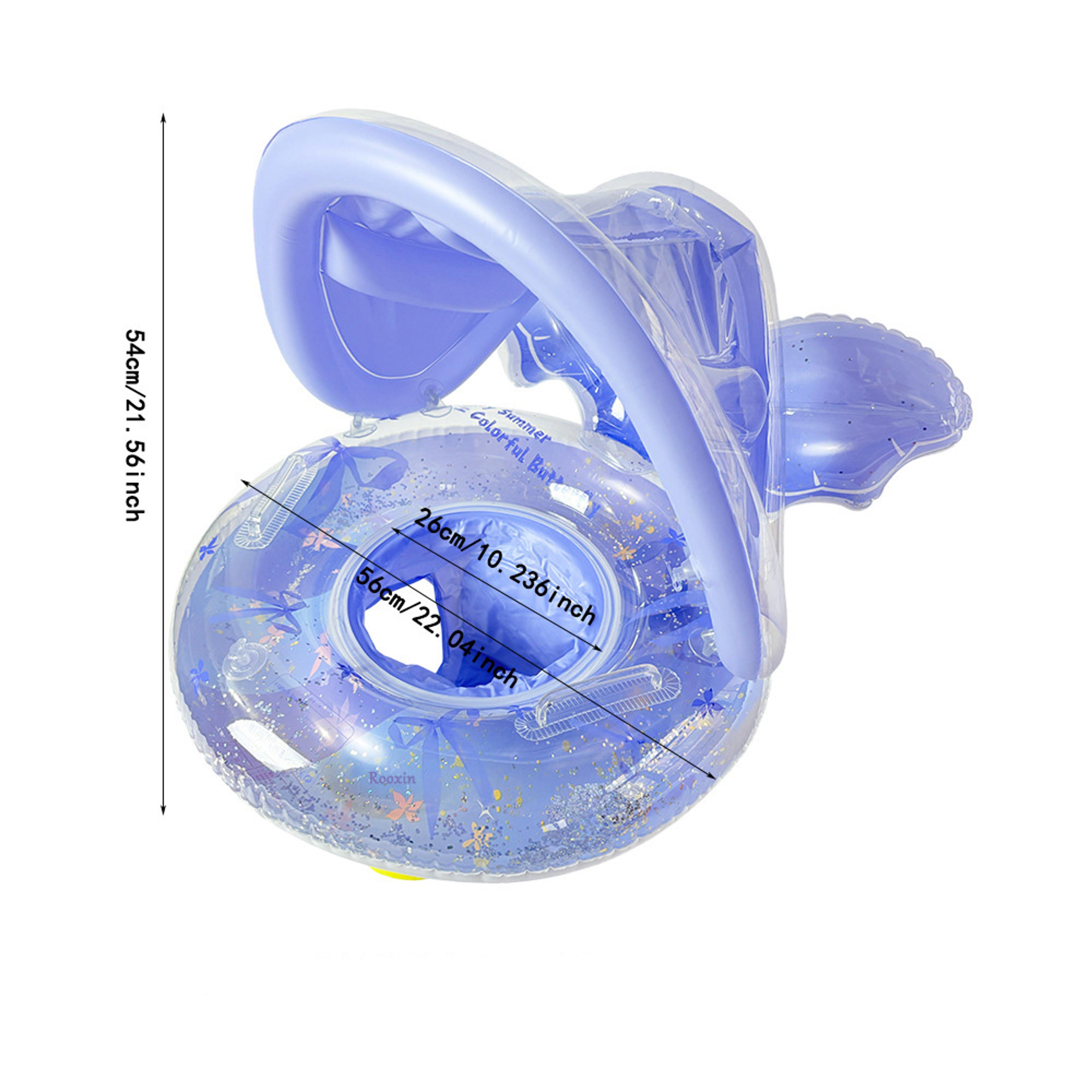 Inflatable Swimming Ring Pool Float Seat With Handle Sunshade For Summer Water Fun 9