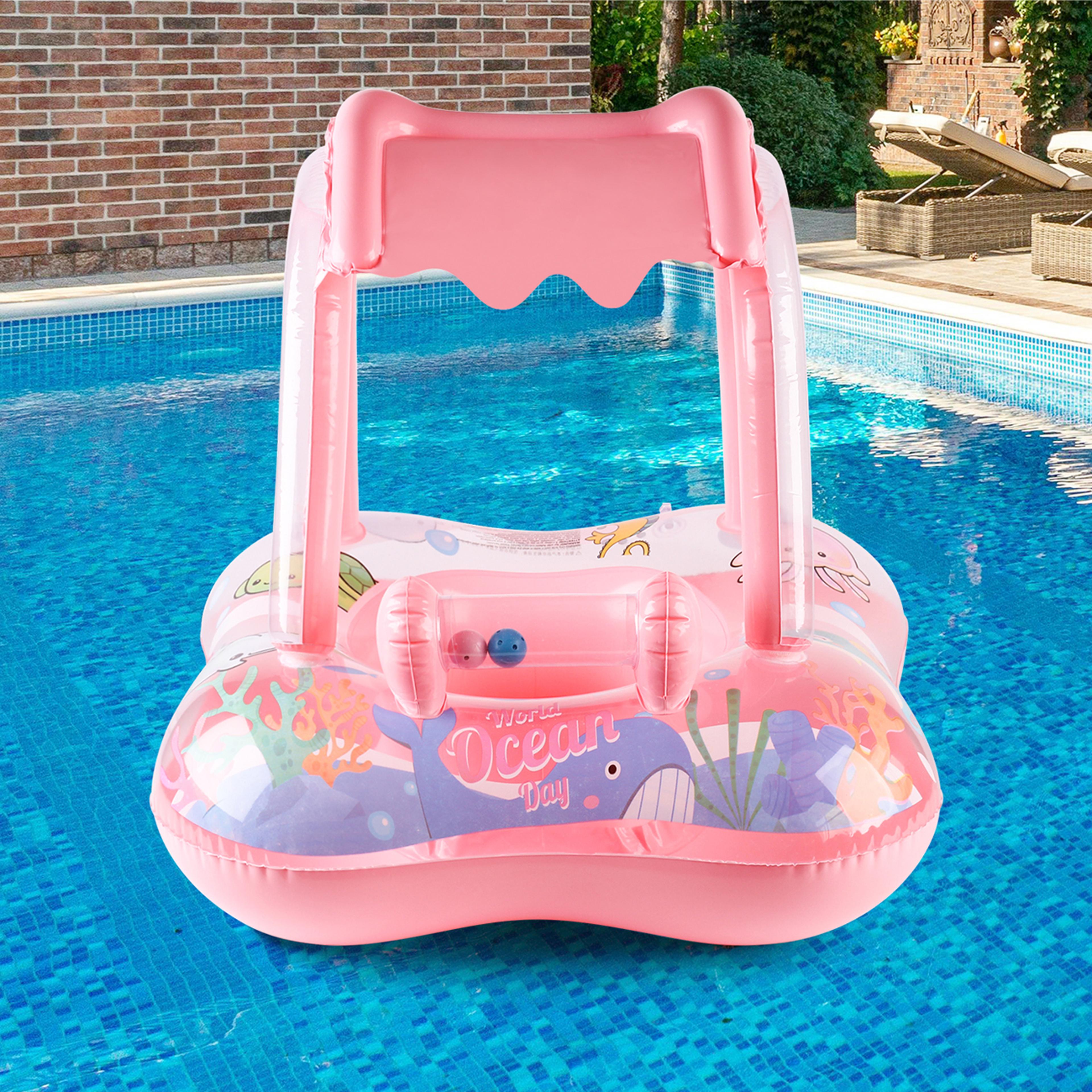 Baby Pool Float With Canopy Safe Toddler Swimming Ring For Infants And Kids 1