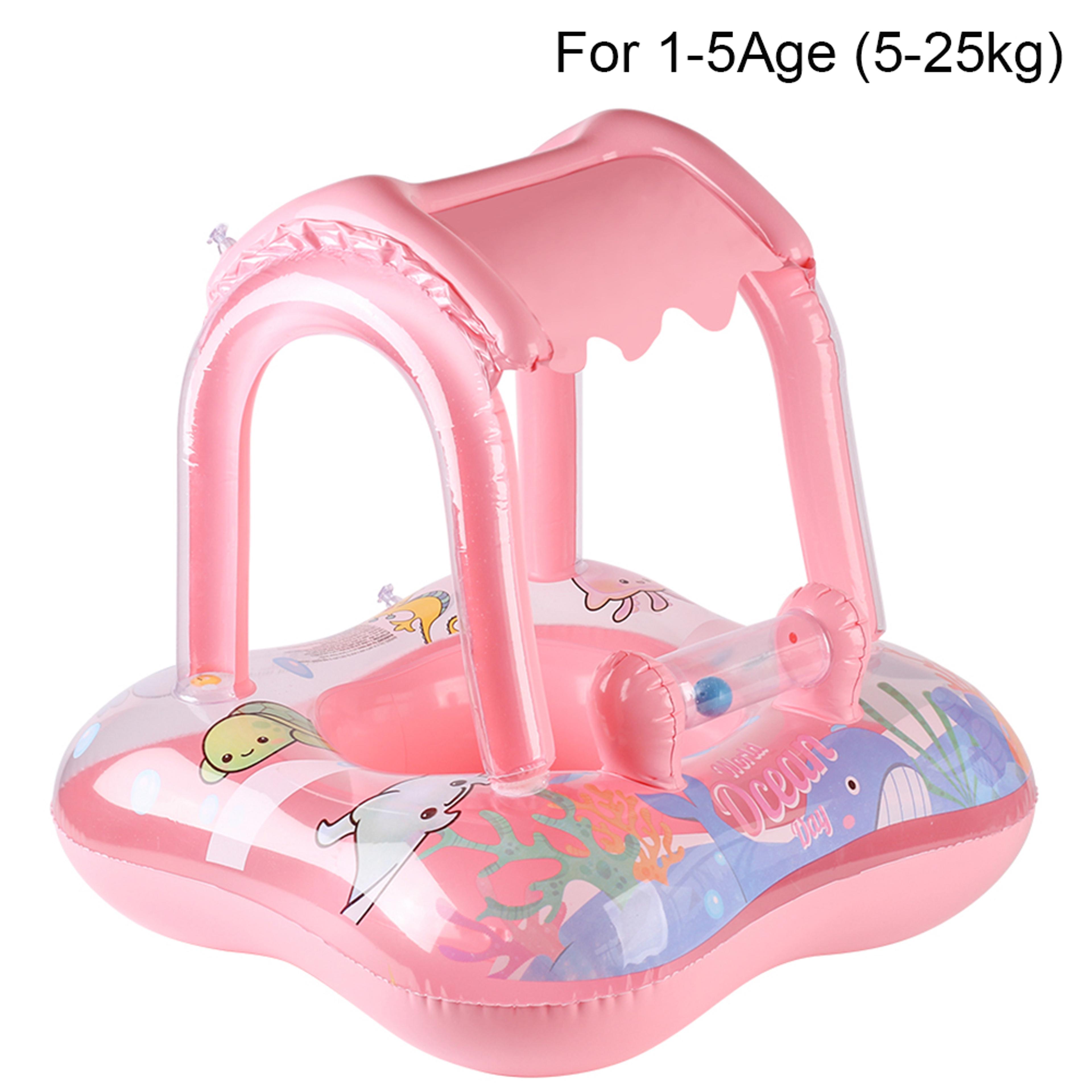 Baby Pool Float With Canopy Safe Toddler Swimming Ring For Infants And Kids 7