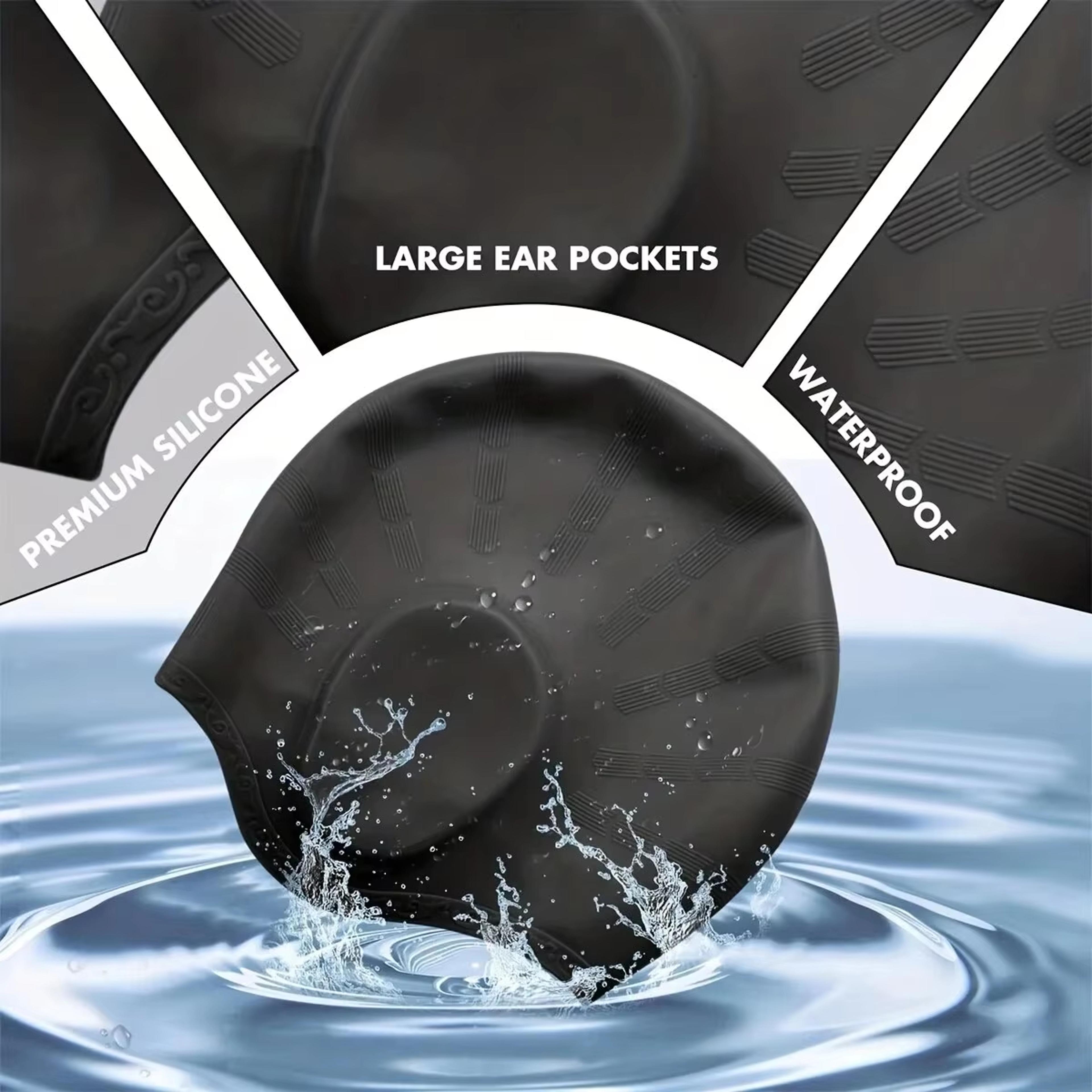 Silicone Swim Cap For Long Hair With Ear Pockets Waterproof Adult Swim Cap 1