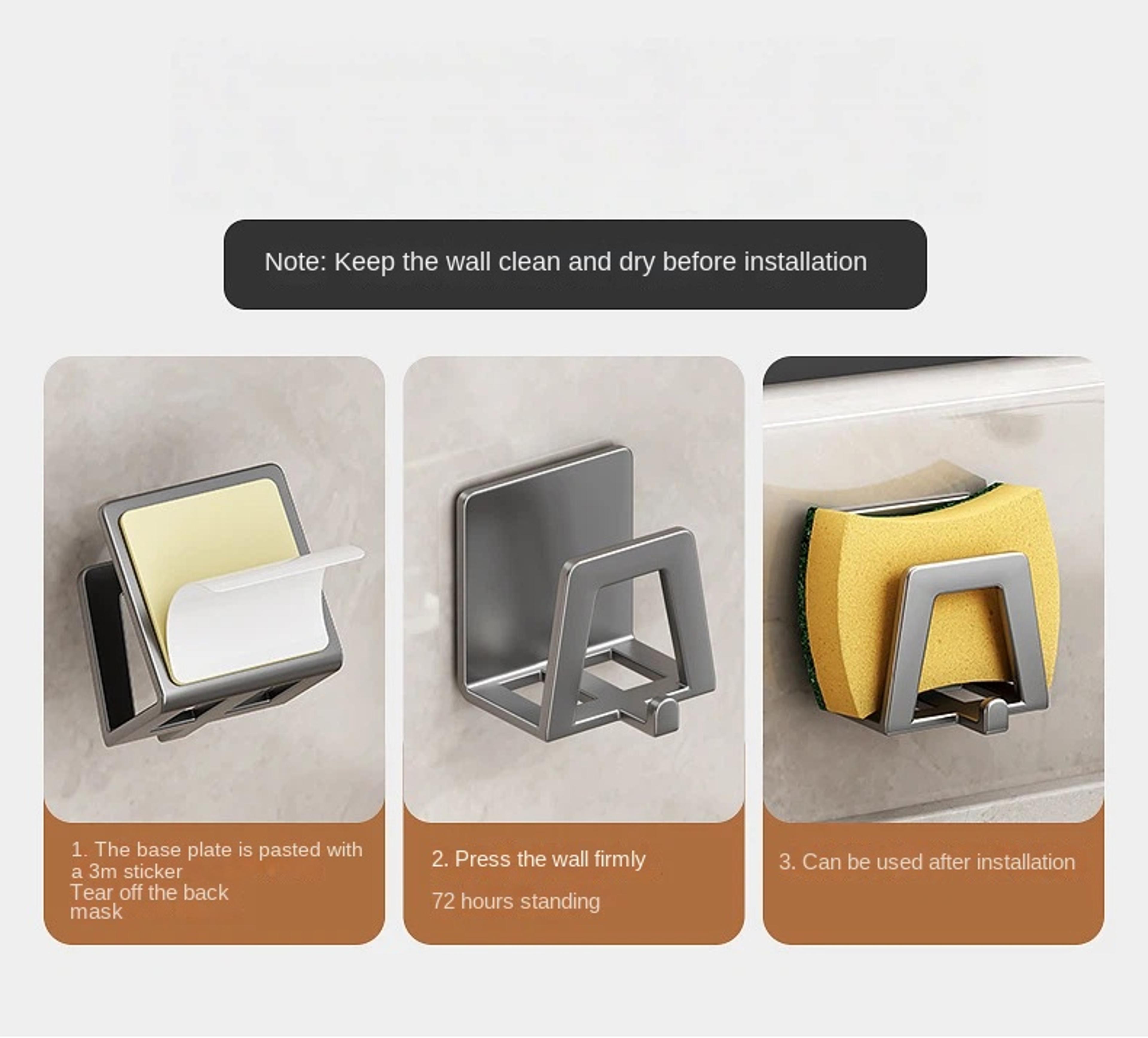 Self Adhesive Stainless Steel Sponge Holder Kitchen Sink Organizer Rack 1