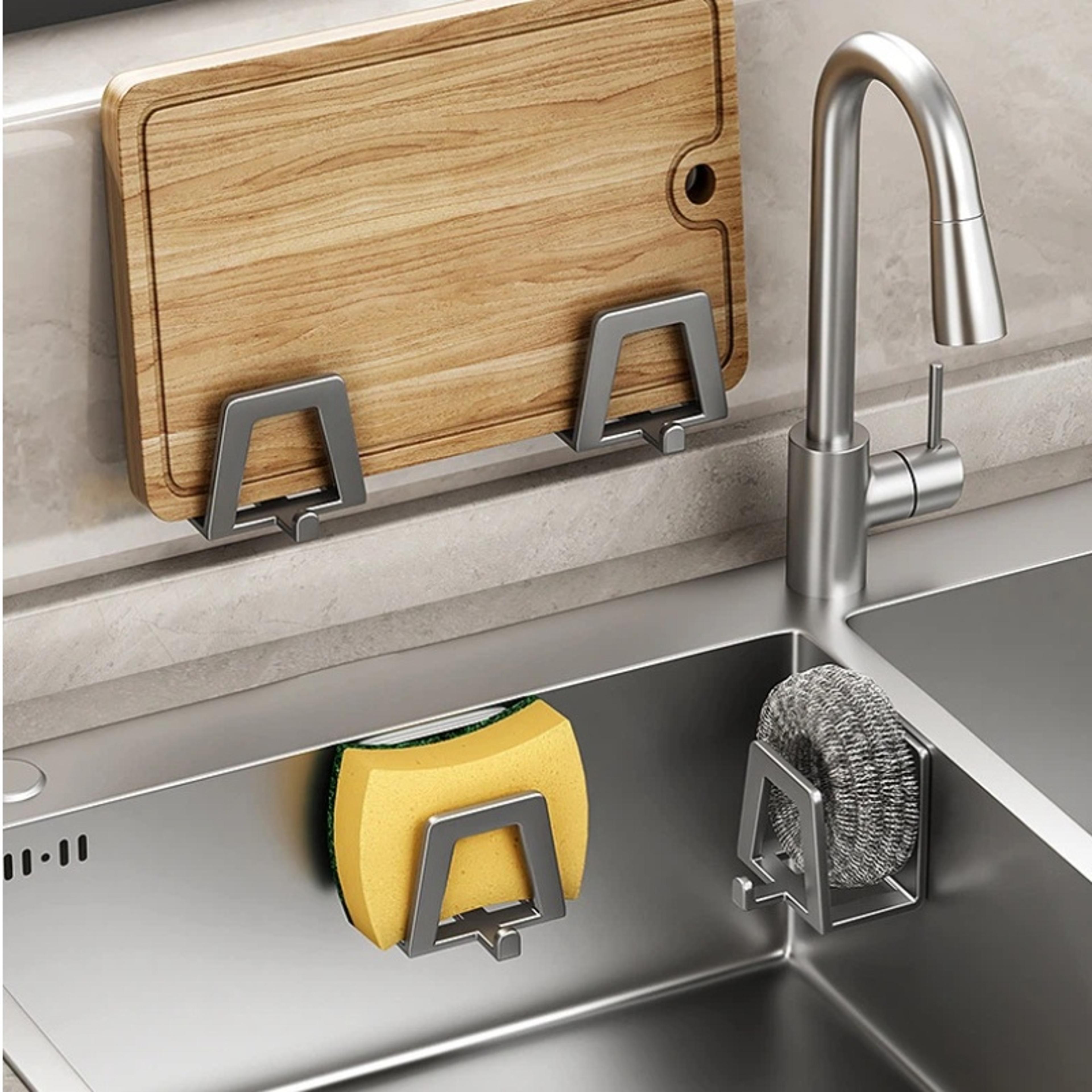 Self Adhesive Stainless Steel Sponge Holder Kitchen Sink Organizer Rack 2
