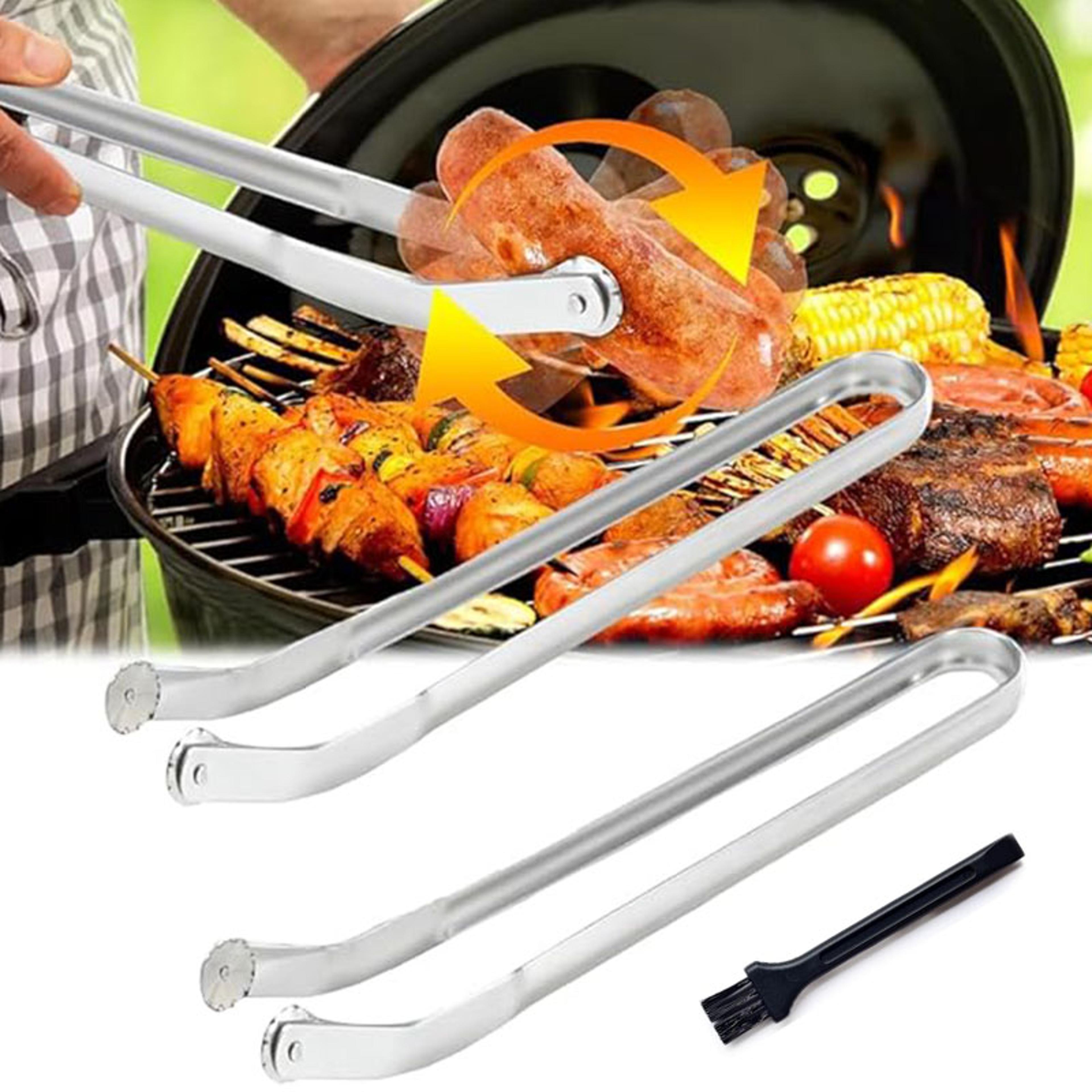 BBQ Sausage Tongs Stainless Steel Grill Tongs For Hot Dogs Sausages  Barbecue Cooking 1