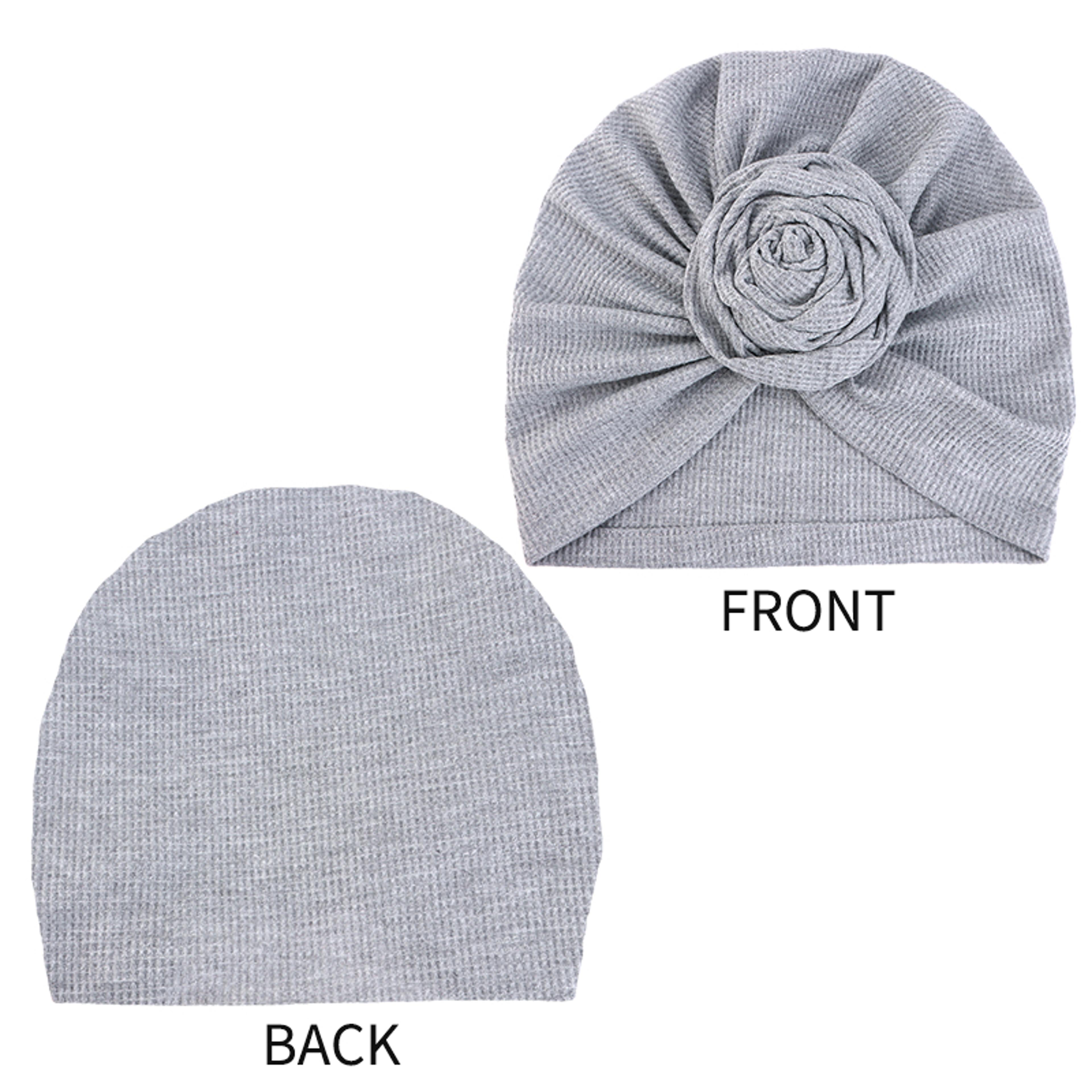 Elegant Muslim Turban Hat With Floral Waffle Cotton Wrap For Women Chemo Headwear 2