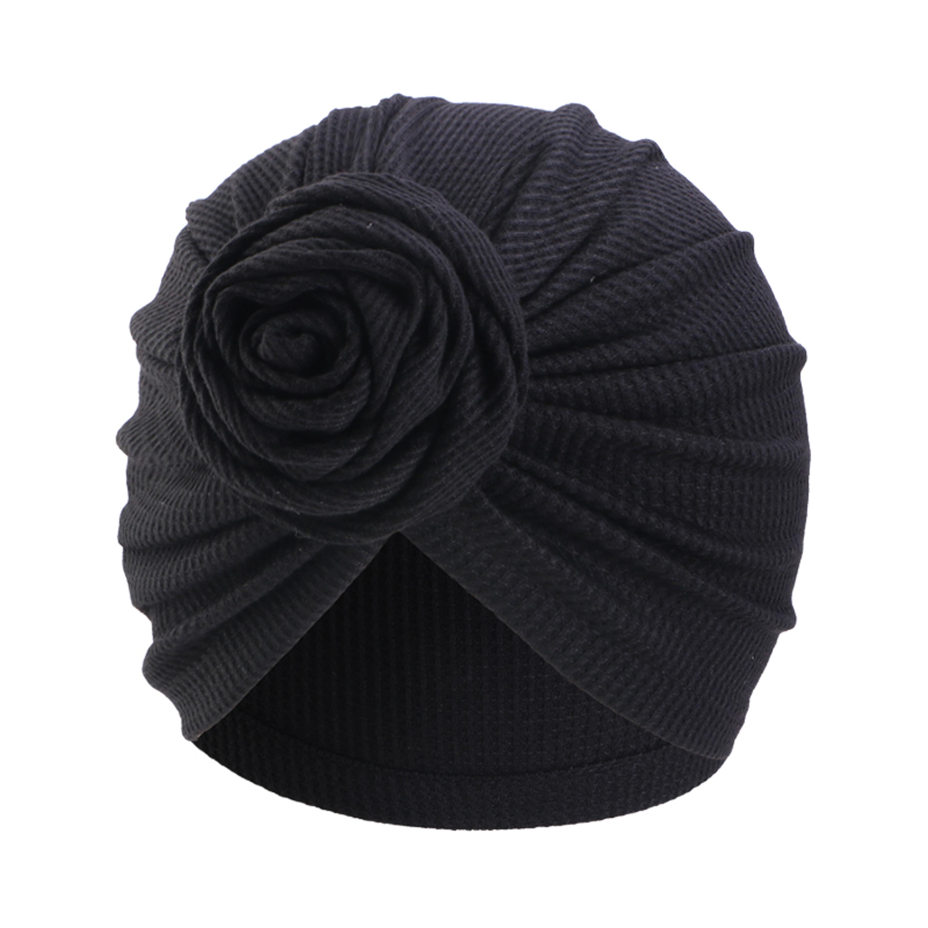 Elegant Muslim Turban Hat With Floral Waffle Cotton Wrap For Women Chemo Headwear 5