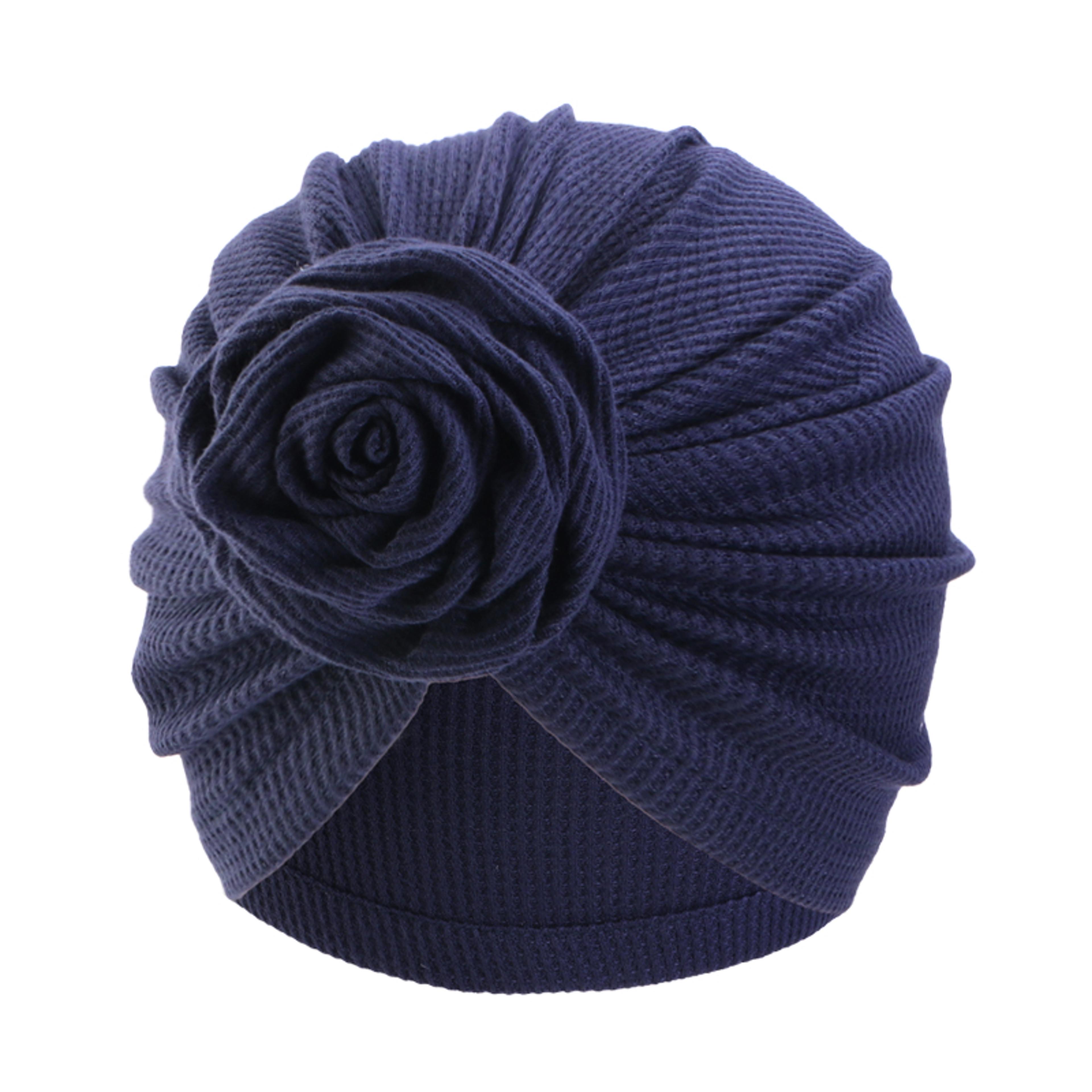 Elegant Muslim Turban Hat With Floral Waffle Cotton Wrap For Women Chemo Headwear 8